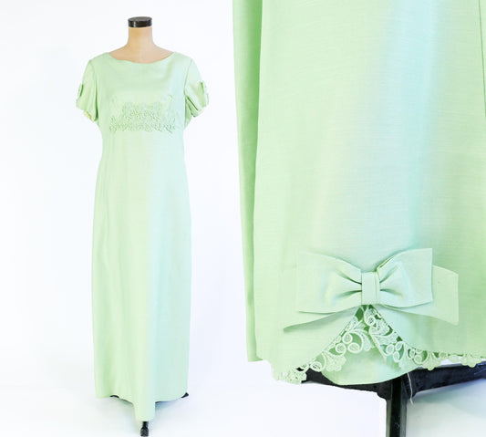 1960s Mint Green Evening Dress, 36" Waist