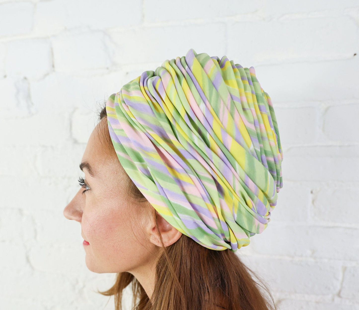 1960s Pastel Striped Turban Hat