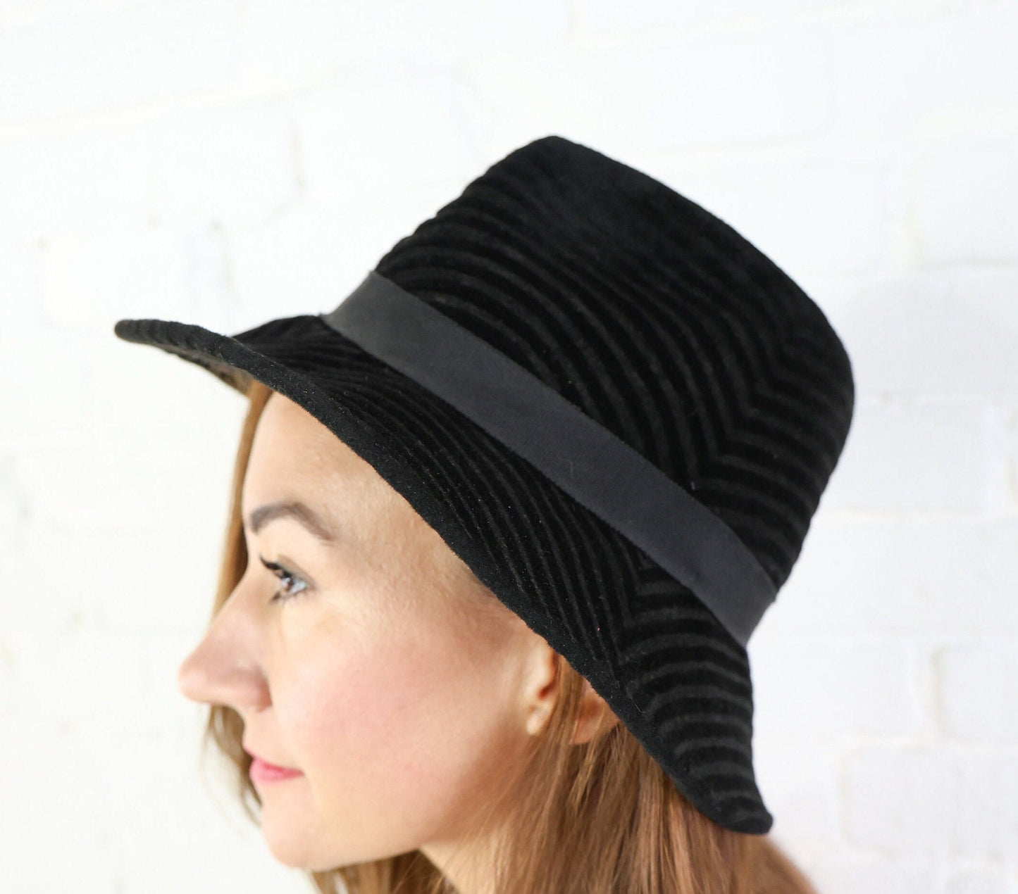 1960s Black Velvet Bucket Hat