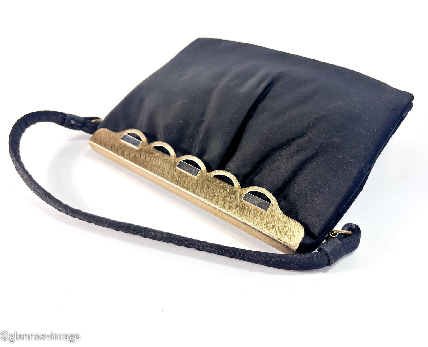 1950s Black Satin Evening Bag
