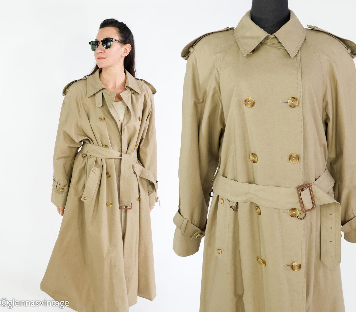 Aquascutum | 1970s Trench Coat | 70s Khaki Trench Coat | Aquascutum England | Medium