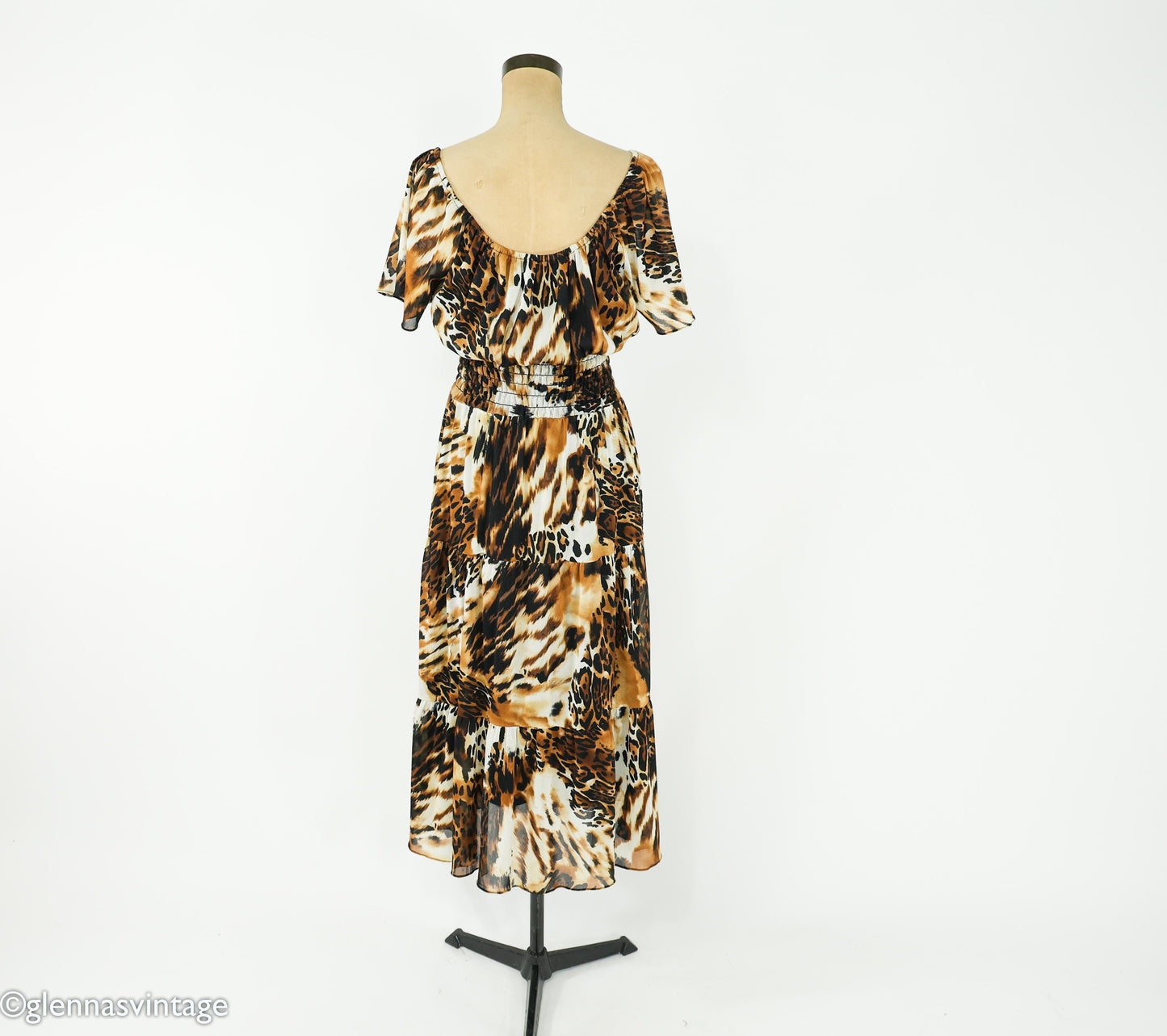 1980s Leopard Animal Print Maxi Dress, Medium