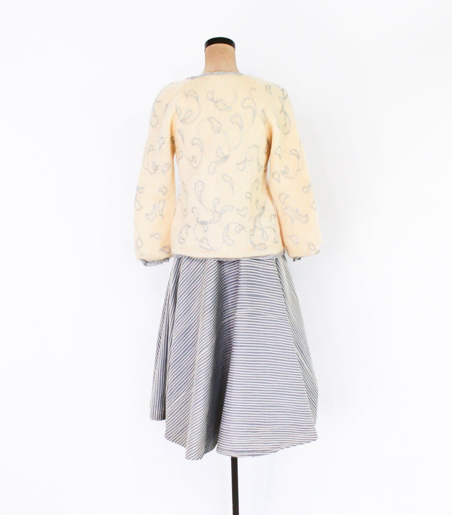 1960s Creme Mohair Cardigan | Beige Wool Sweater, Medium