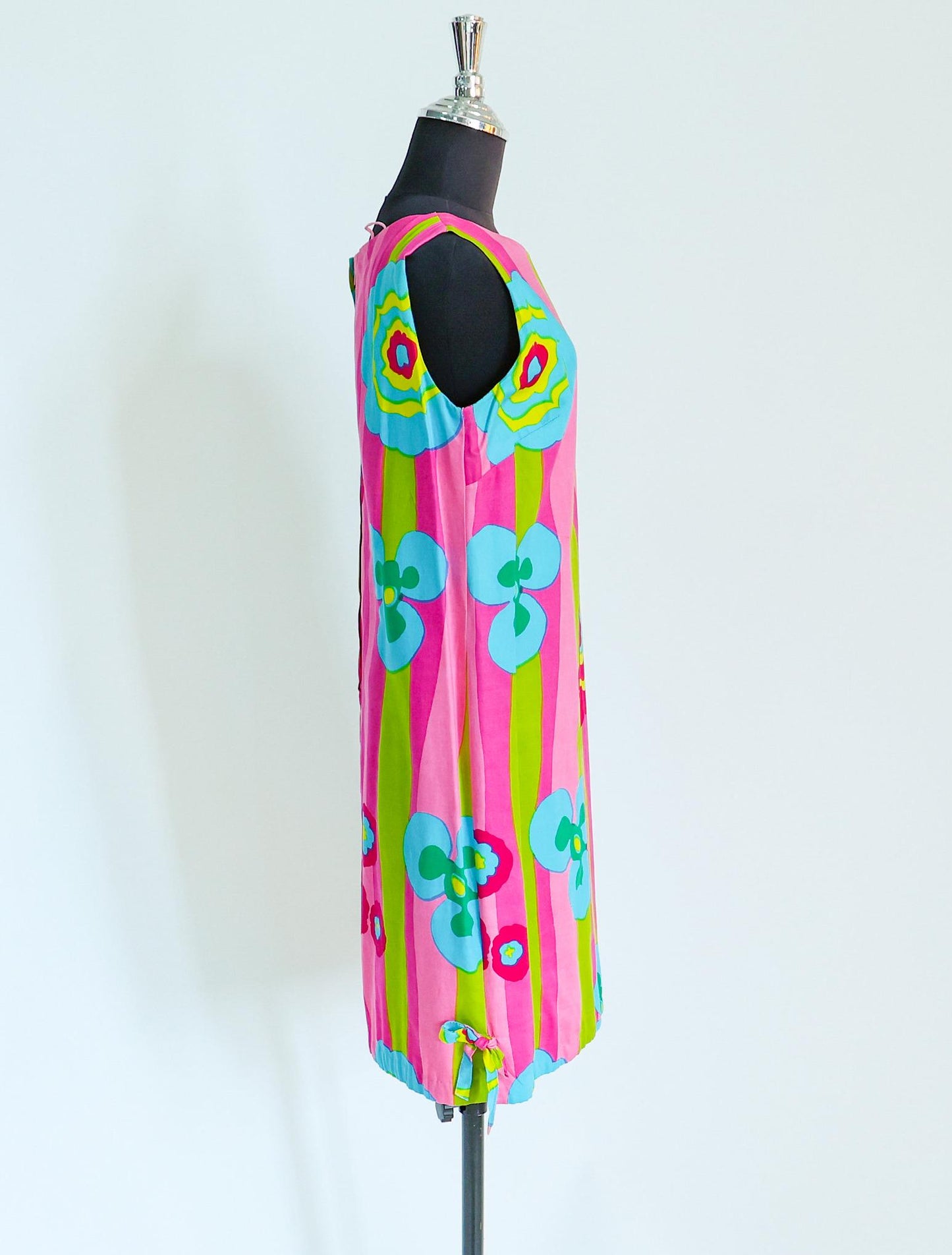 1960s Colorful Print Mini Dress