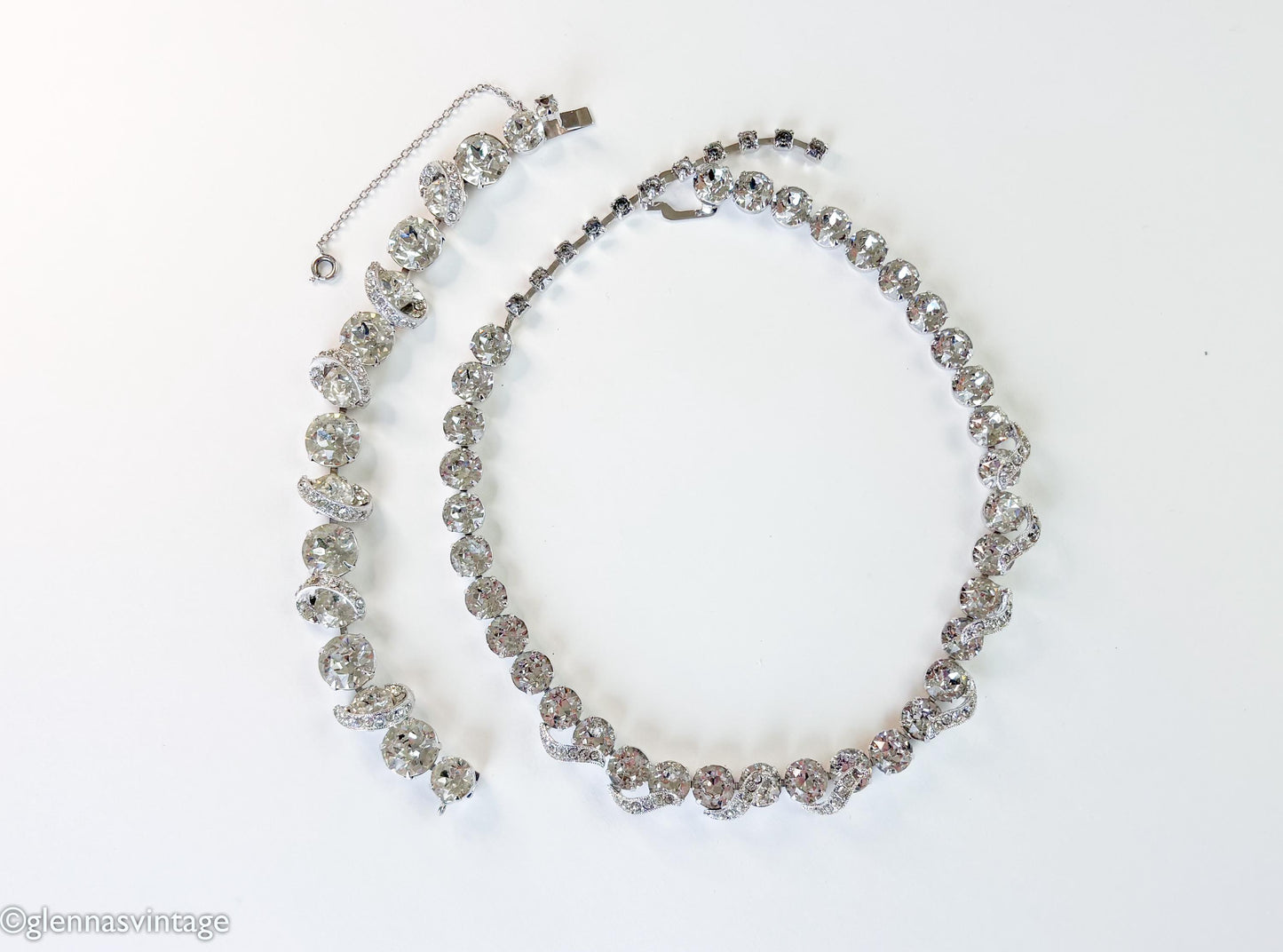 1950s Eisenberg Pavé Rhinestone Necklace & Bracelet Set