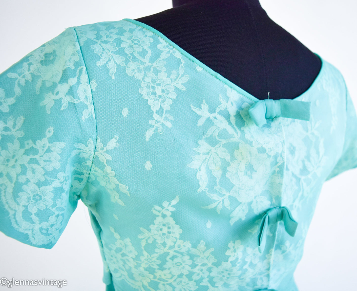 1950s Turquoise Taffeta Party Dress & Lace Jacket, Small