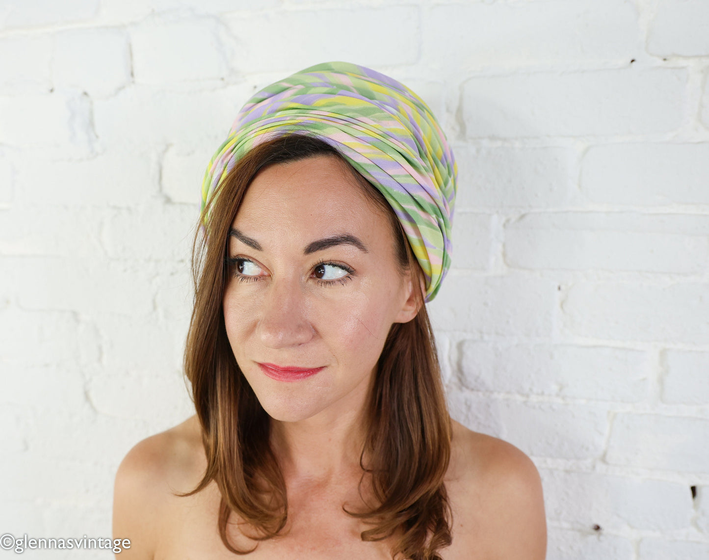 1960s Pastel Striped Turban Hat