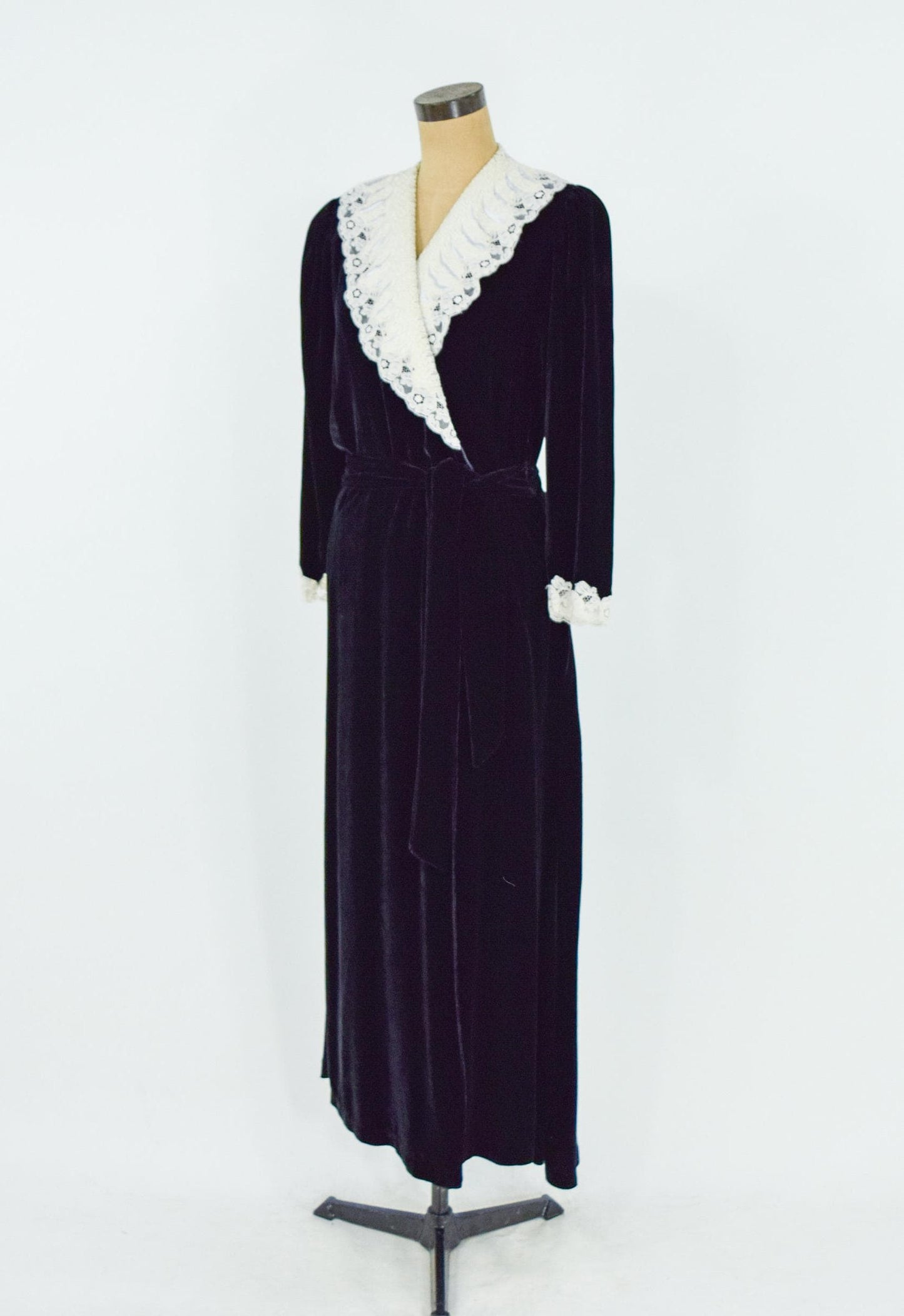 Christian Dior  1980s Black Velvet Dressing Gown, Medium