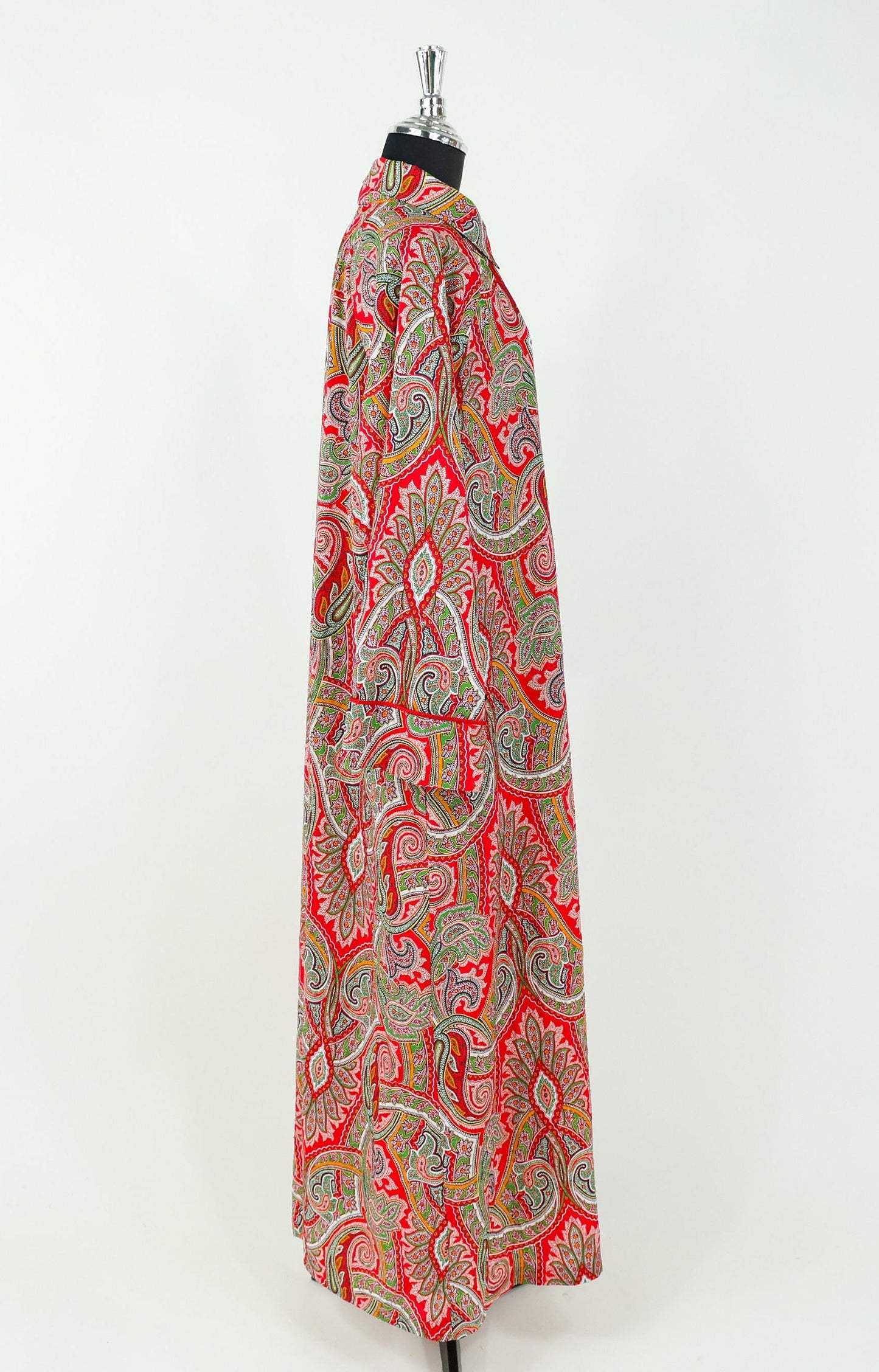 1980s Red Paisley Caftan, Mary McFadden, Extra Large
