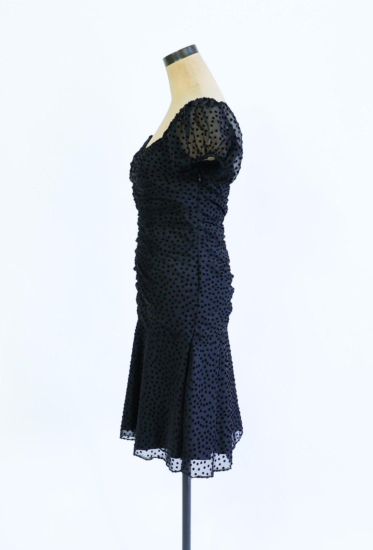 Betsey Johnson 1990s Black Polka Dot Party Dress, Small