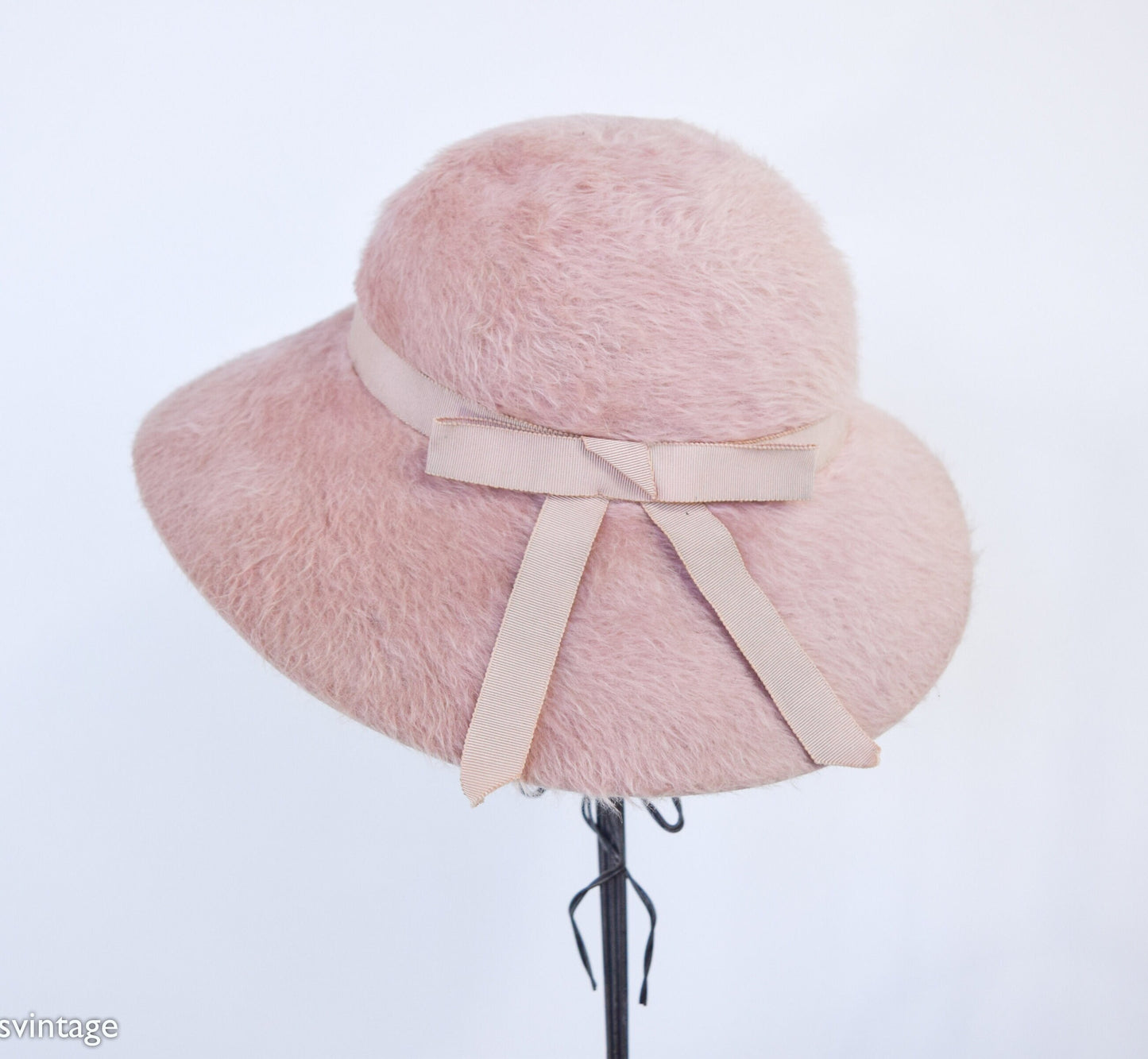 1950s Vintage Pink Mohair Hat by Neiman Marcus
