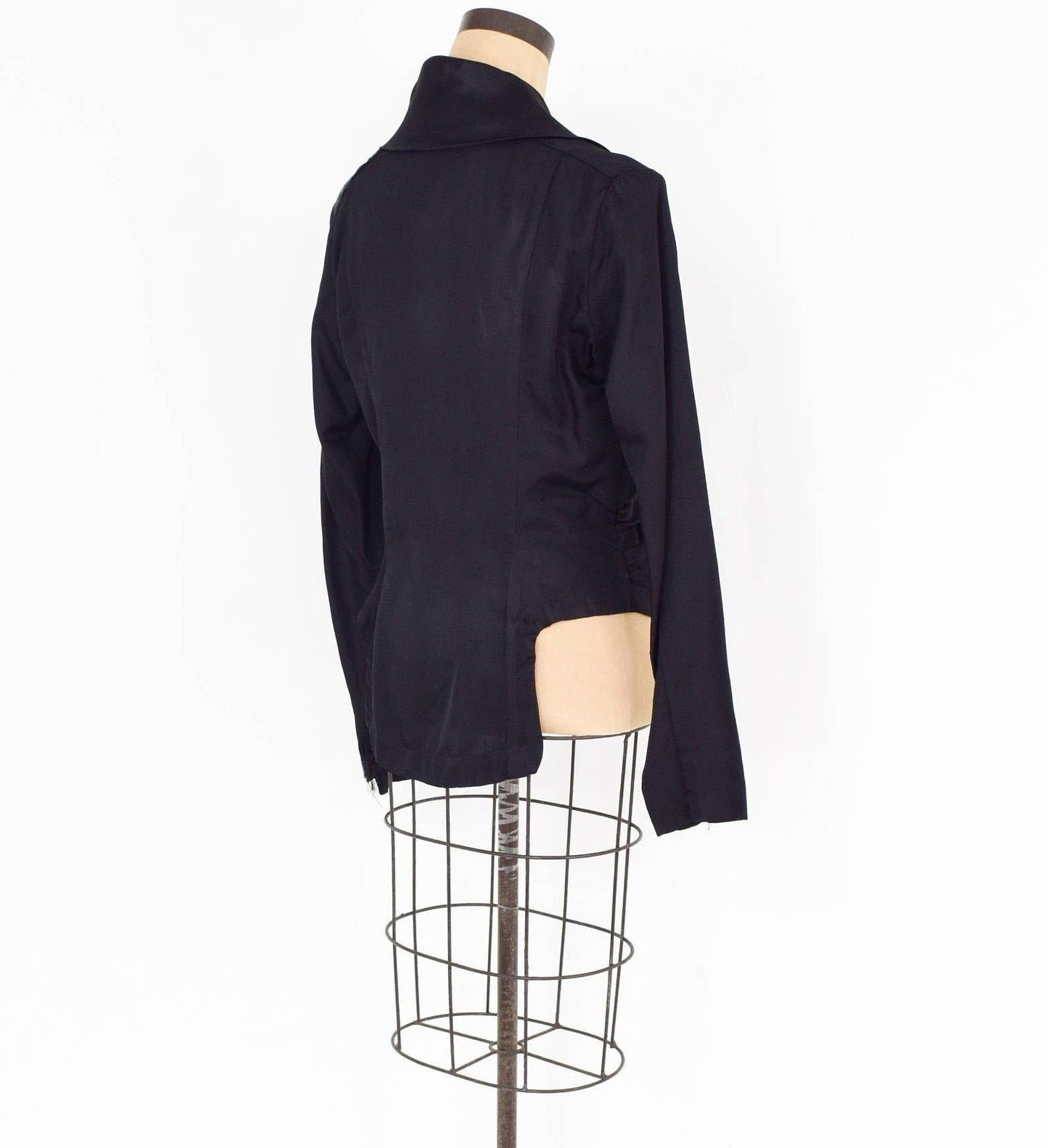 1800s Black Silk Blouse | Black Victorian Overblouse | Medium