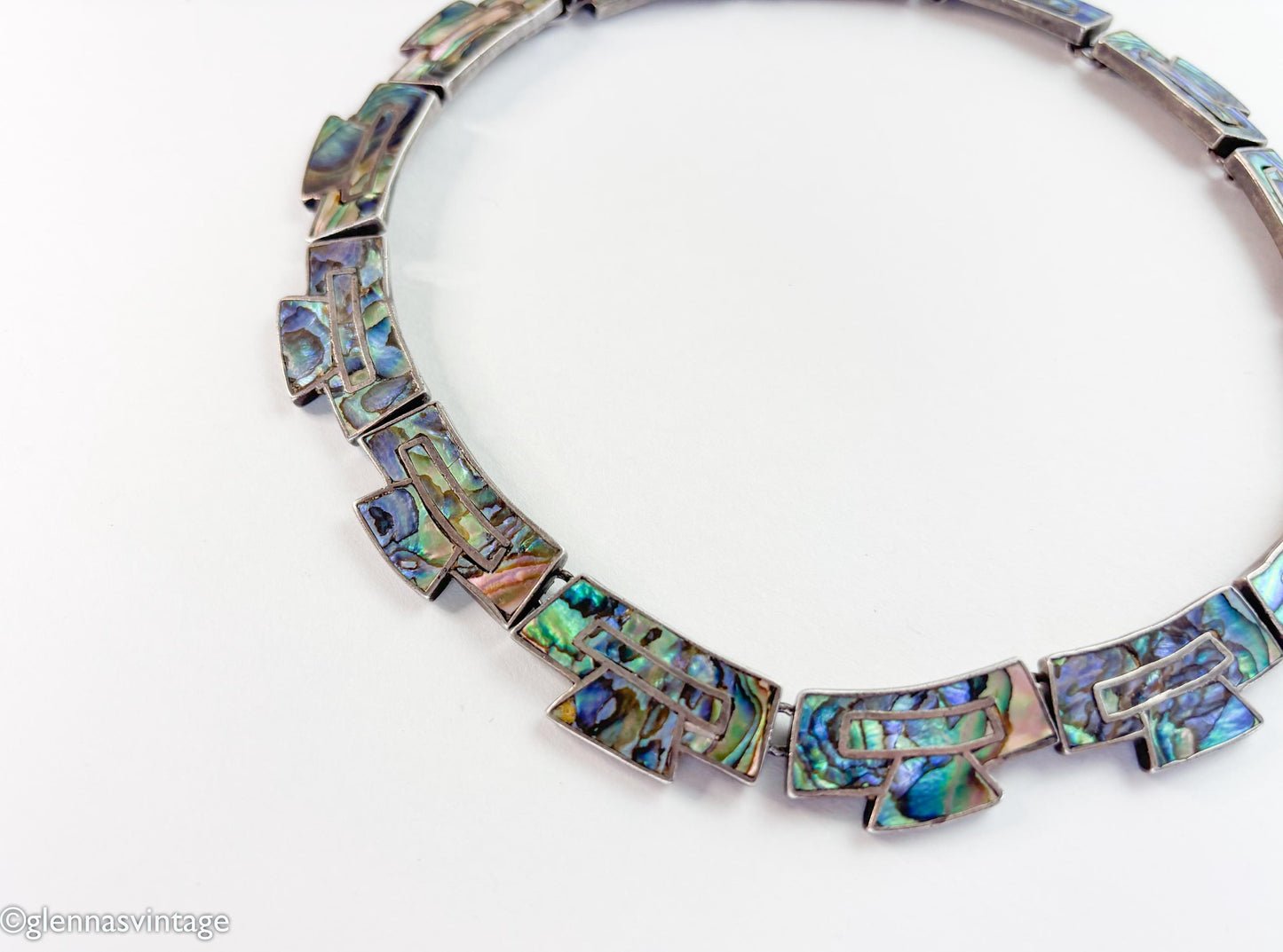 1950s Salazar Sterling Silver Abalone Collar Necklace, Mexico