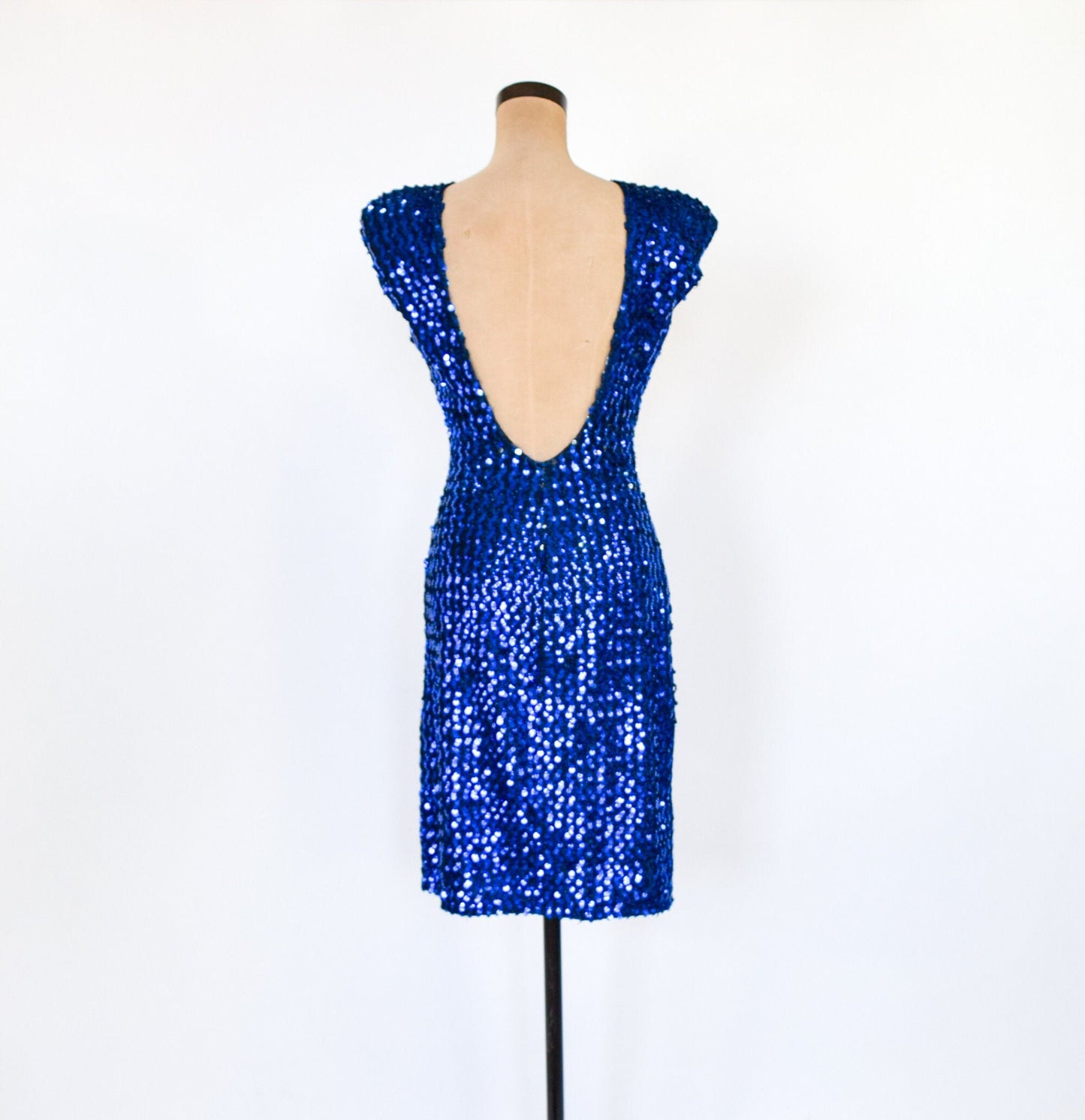 1980s Royal Blue Sequin Party Dress, Medium