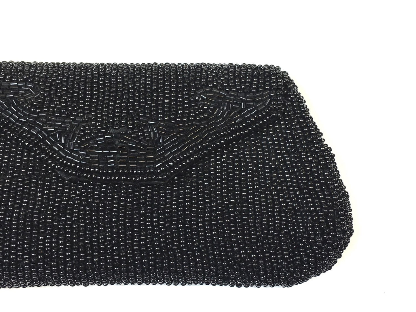1950s Black Beaded Evening Clutch | Vintage Formal Bag