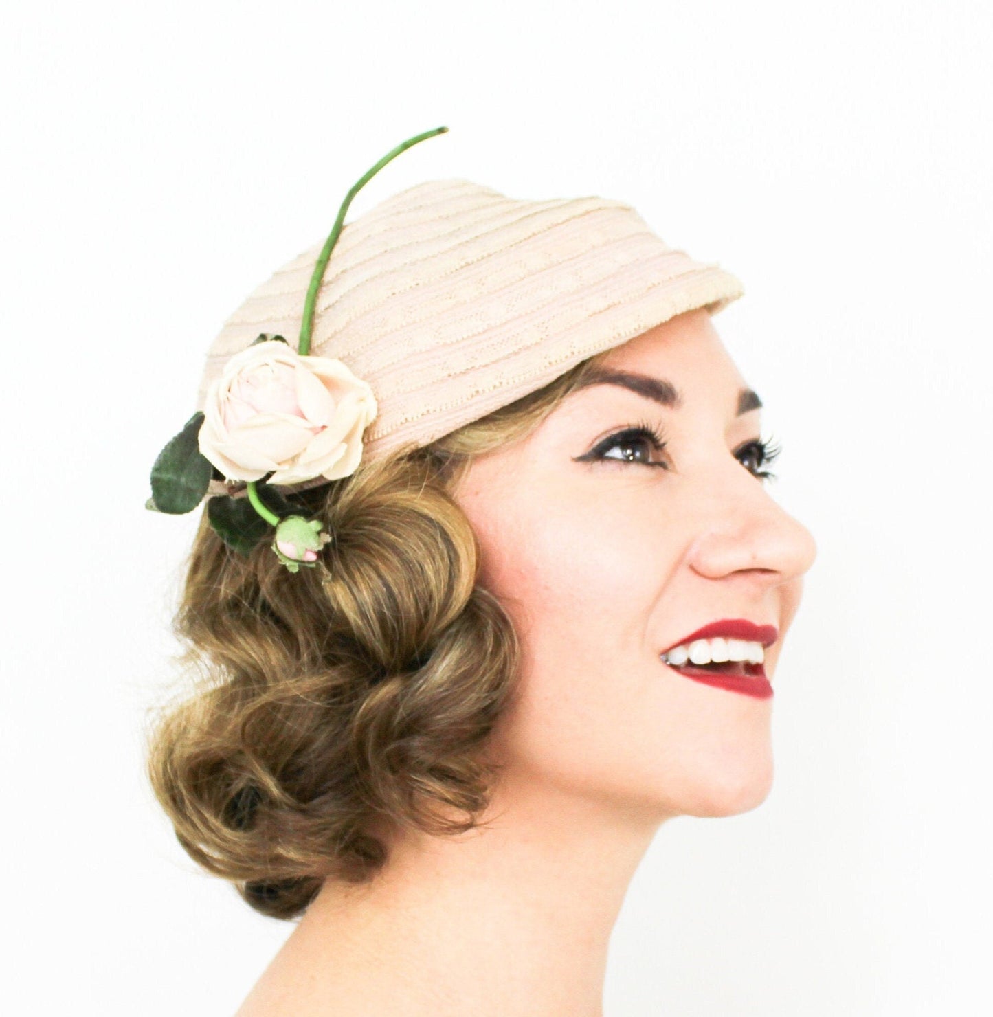 Hattie Carnegie Pink Lace Hat 1940s