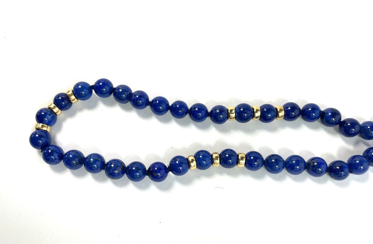 1980s Lapis Lazuli Beaded Necklace | 80s Blue Single Strand Lapis Necklace