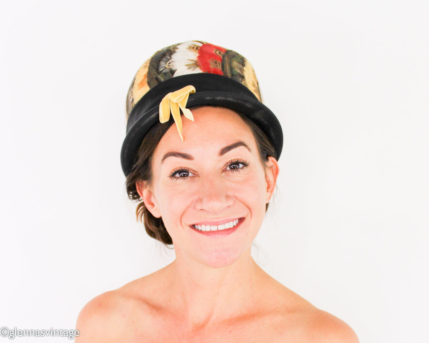 1960s Feather High Crown Bubble Hat