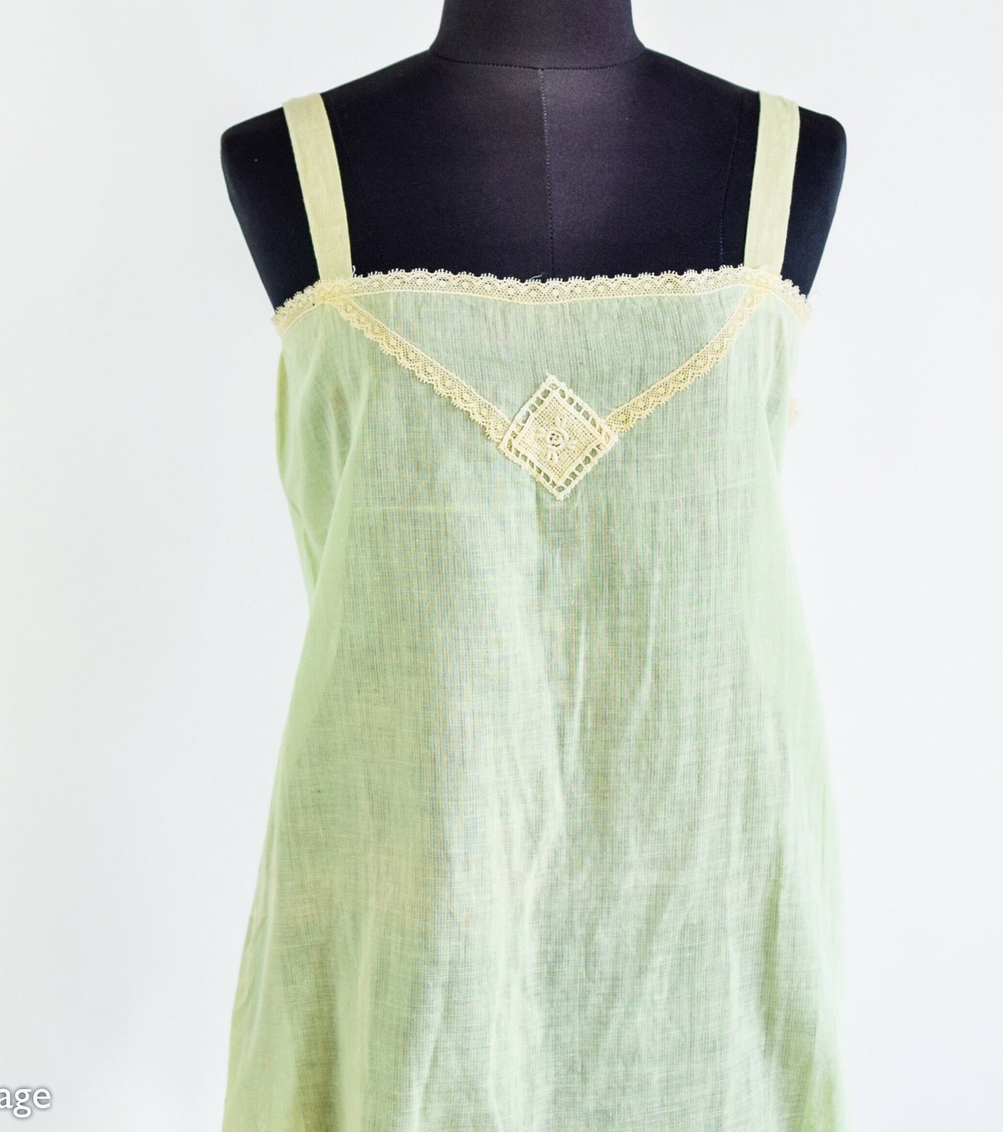1920s Mint Green Cotton Romper Lingerie, Medium
