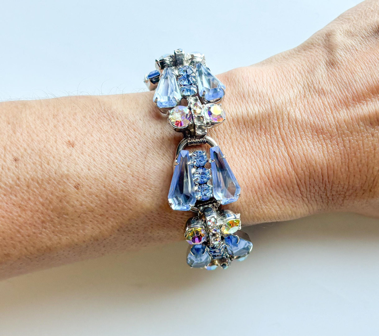 1960s Blue Rhinestone Bracelet | Evening Bracelet