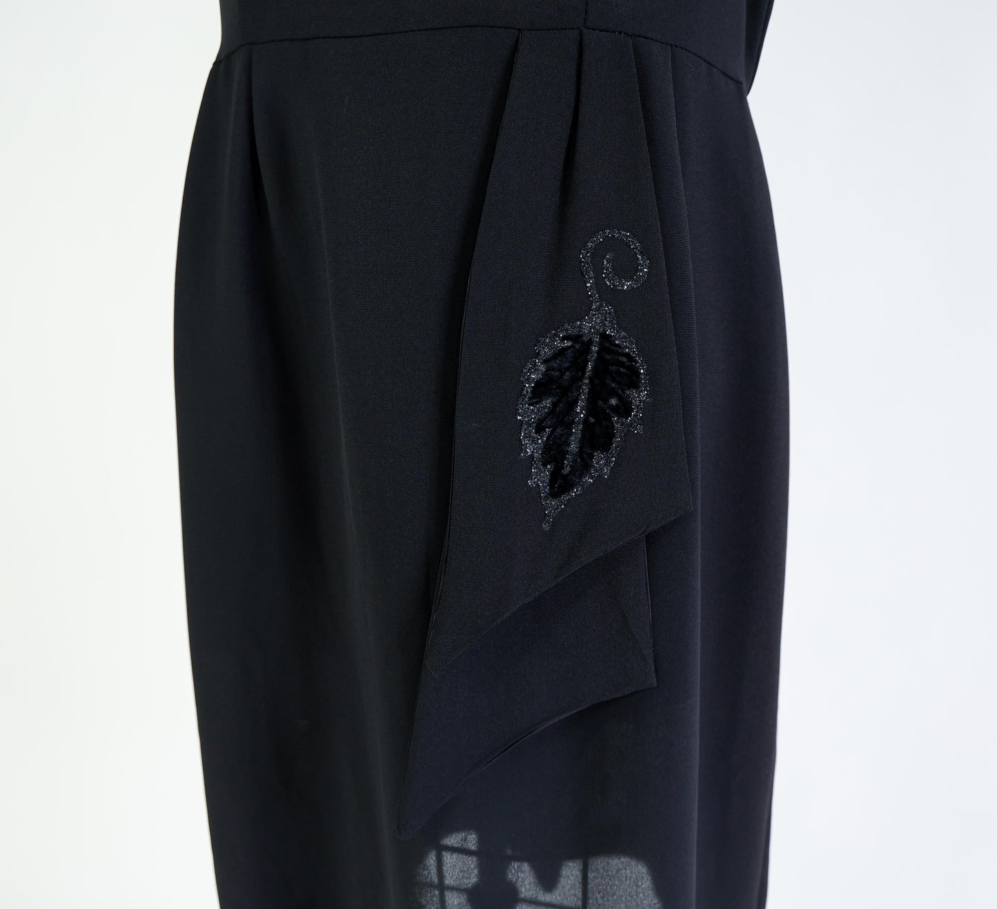 1950s Black Rayon Crepe Dress, Extra Large