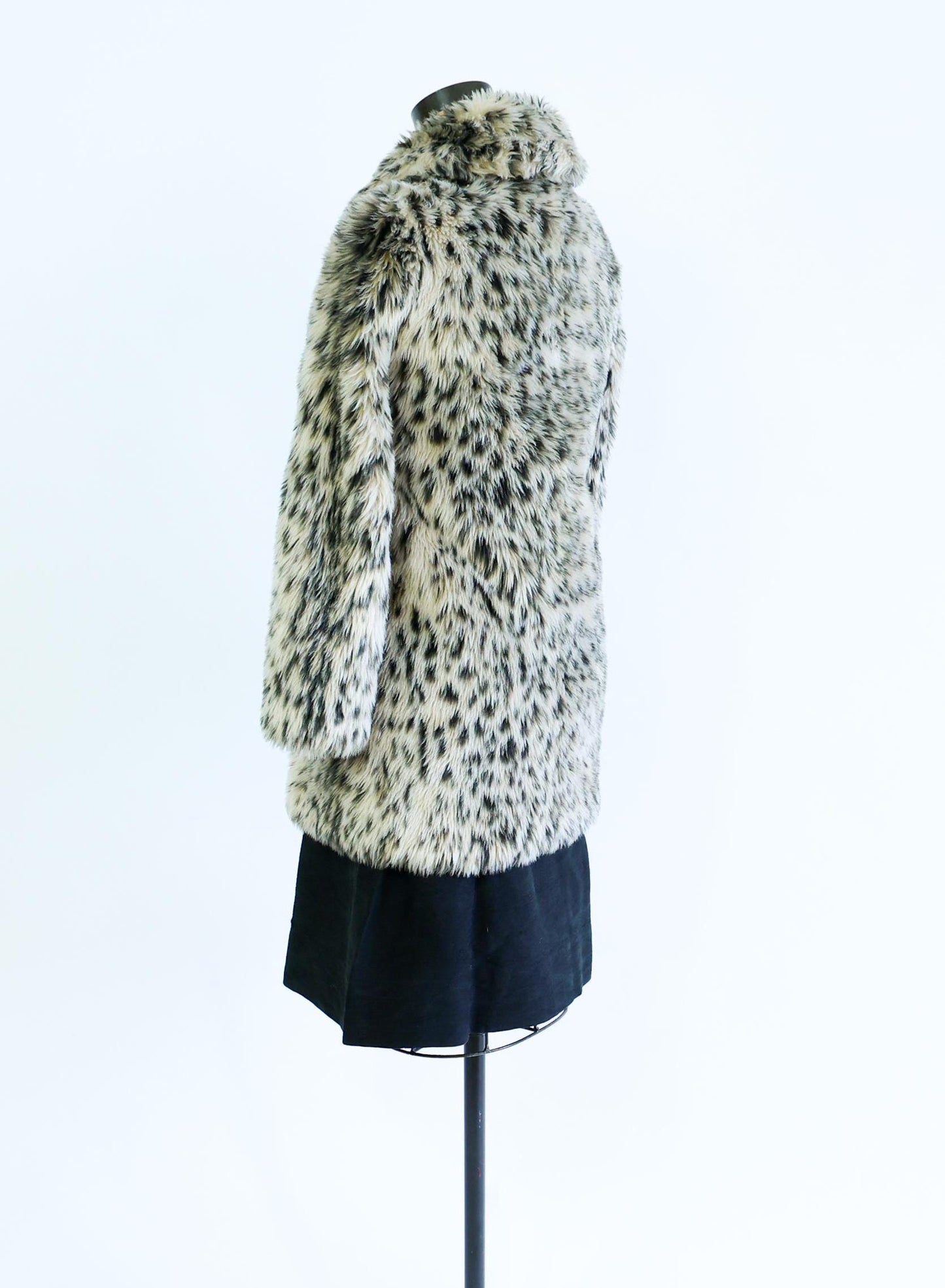 1980s Leopard Print Faux Fur Coat | 80s Beige Faux Animal Print Jacket | J. Crew | Small