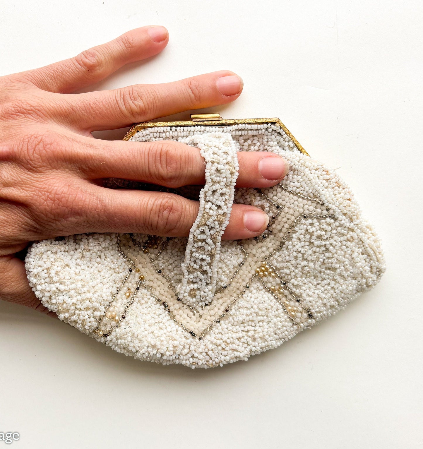 1930s White Beaded Clutch | Small Evening Bag
