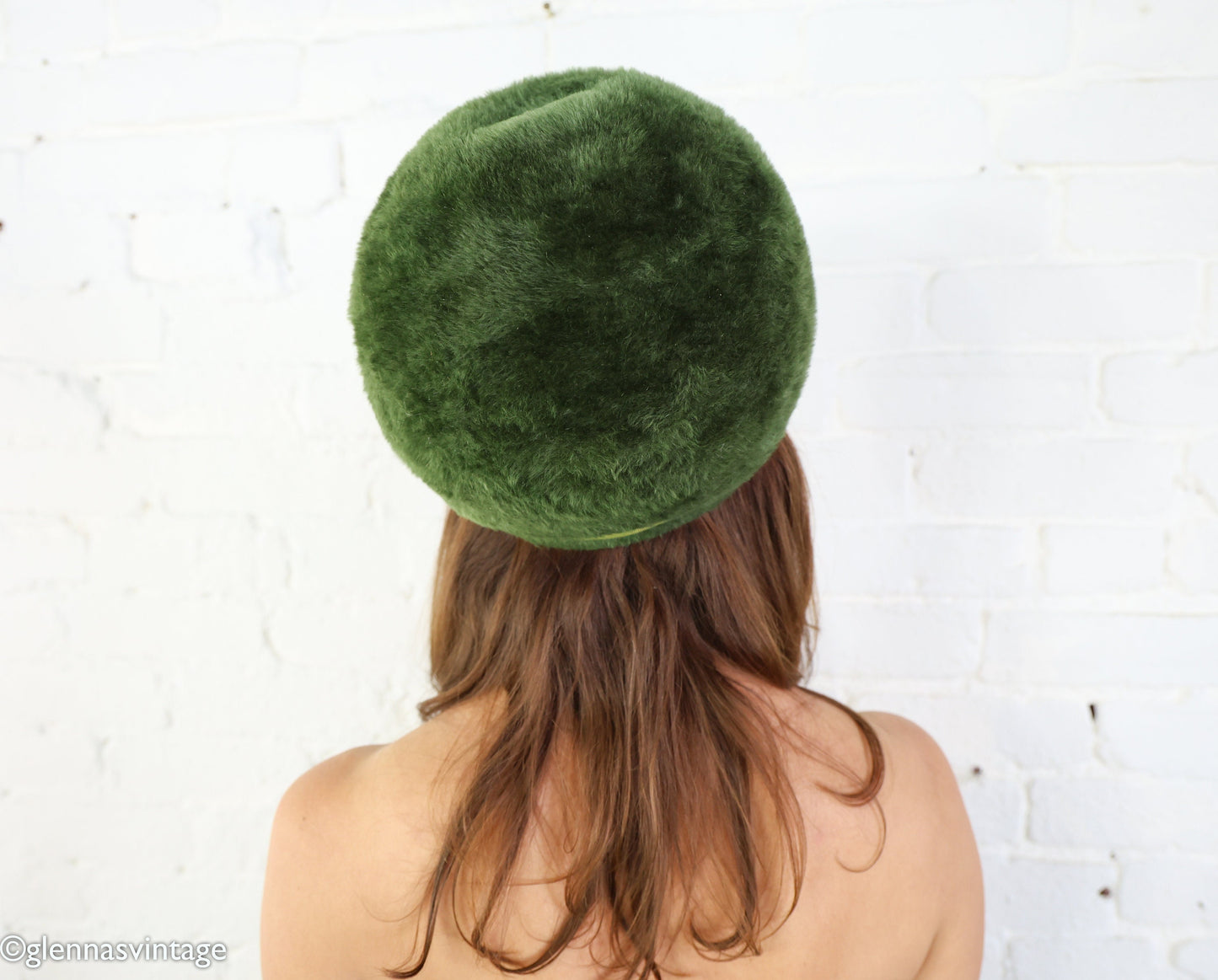1960s Olive Green Mohair Bubble Hat