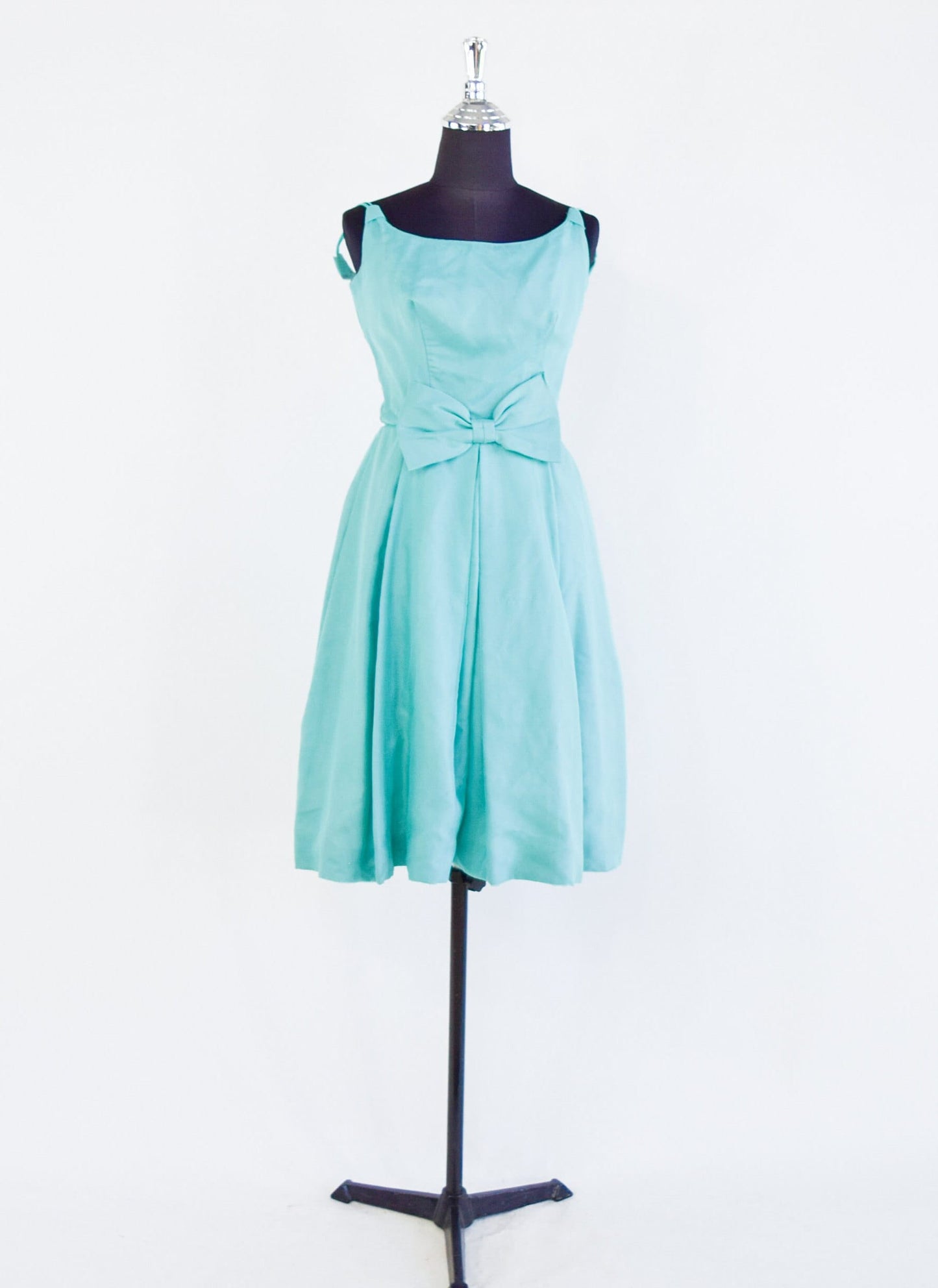 1950s Turquoise Taffeta Party Dress & Lace Jacket, Small