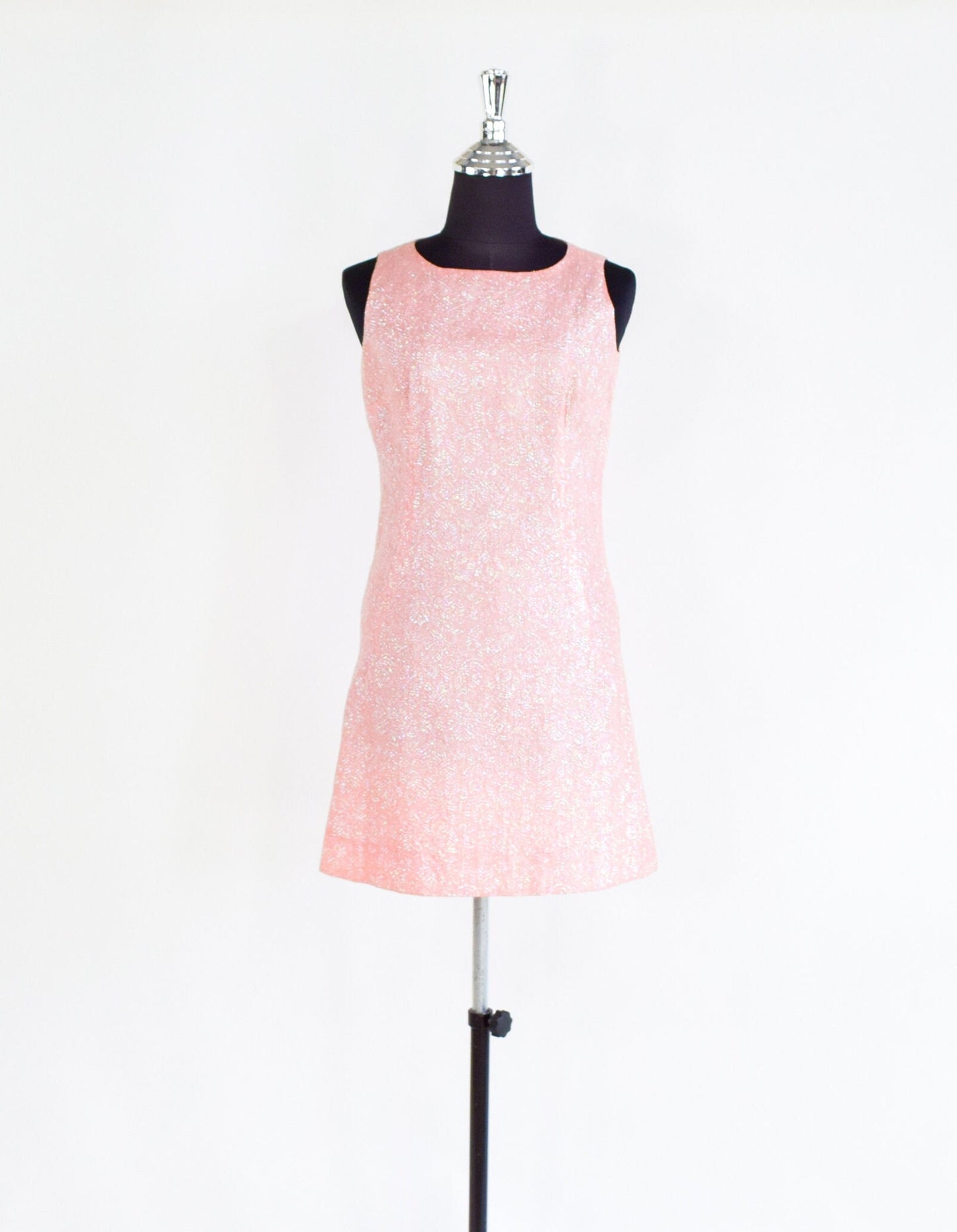 1960s Metallic Pink Mini Dress | 60s Bubblegum Pink Shift Dress | Twiggy Dress | XS