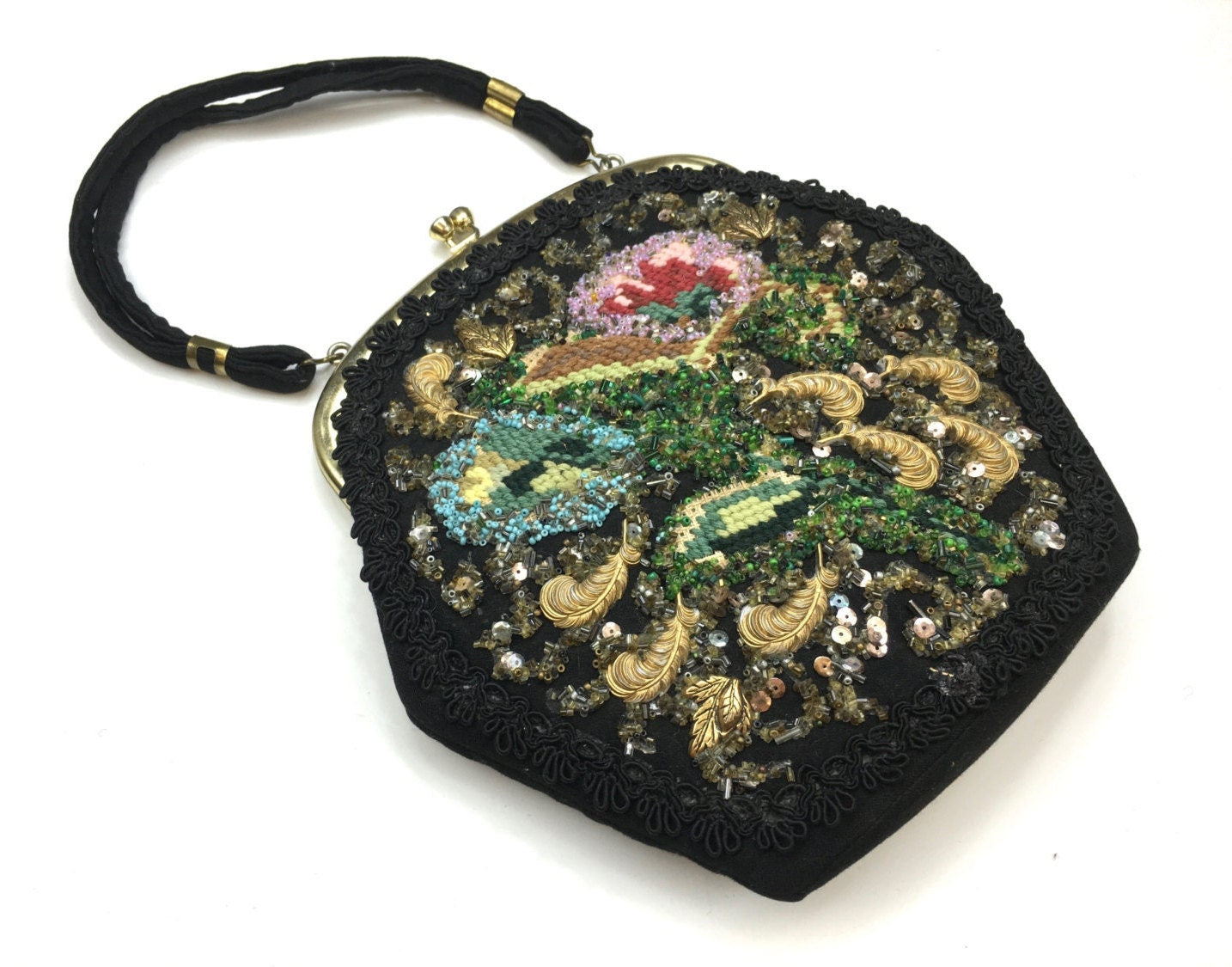 1960s Beaded Needlepoint Handbag | Caron of Houston Evening Bag