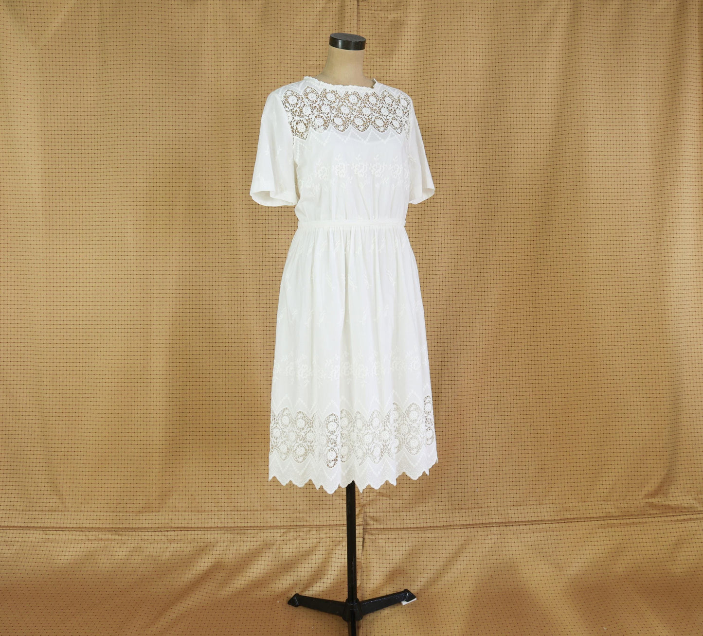 2000s White Cotton Short Dress, J Crew, Extra Large