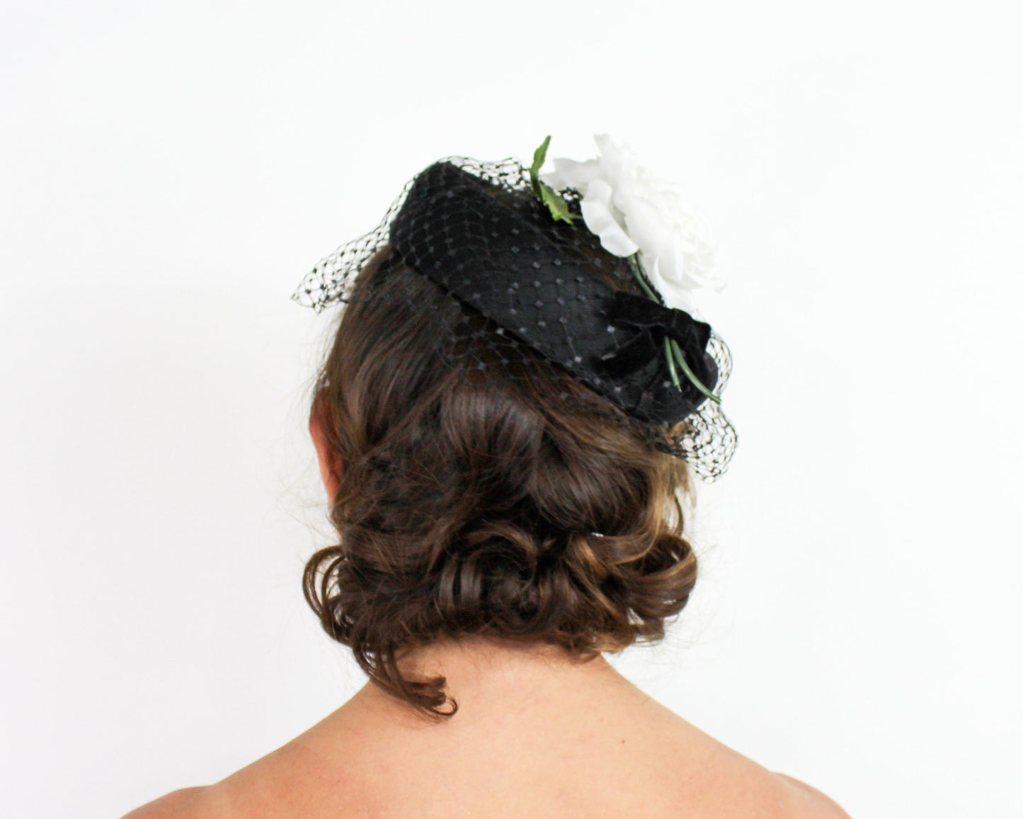 1950s Black Woven Raffia Ring Hat