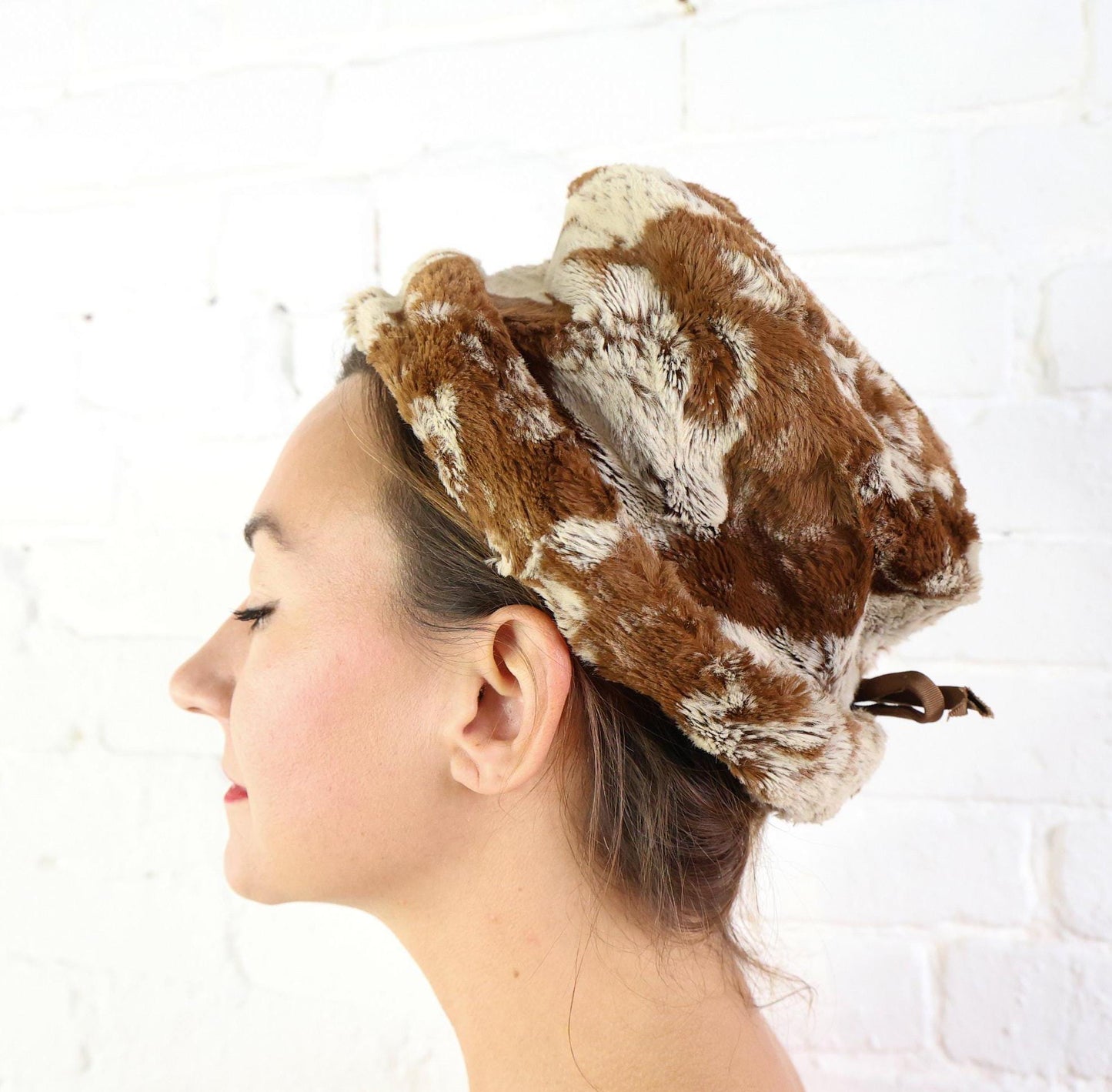 1960s Brown Faux Fur Bucket Hat