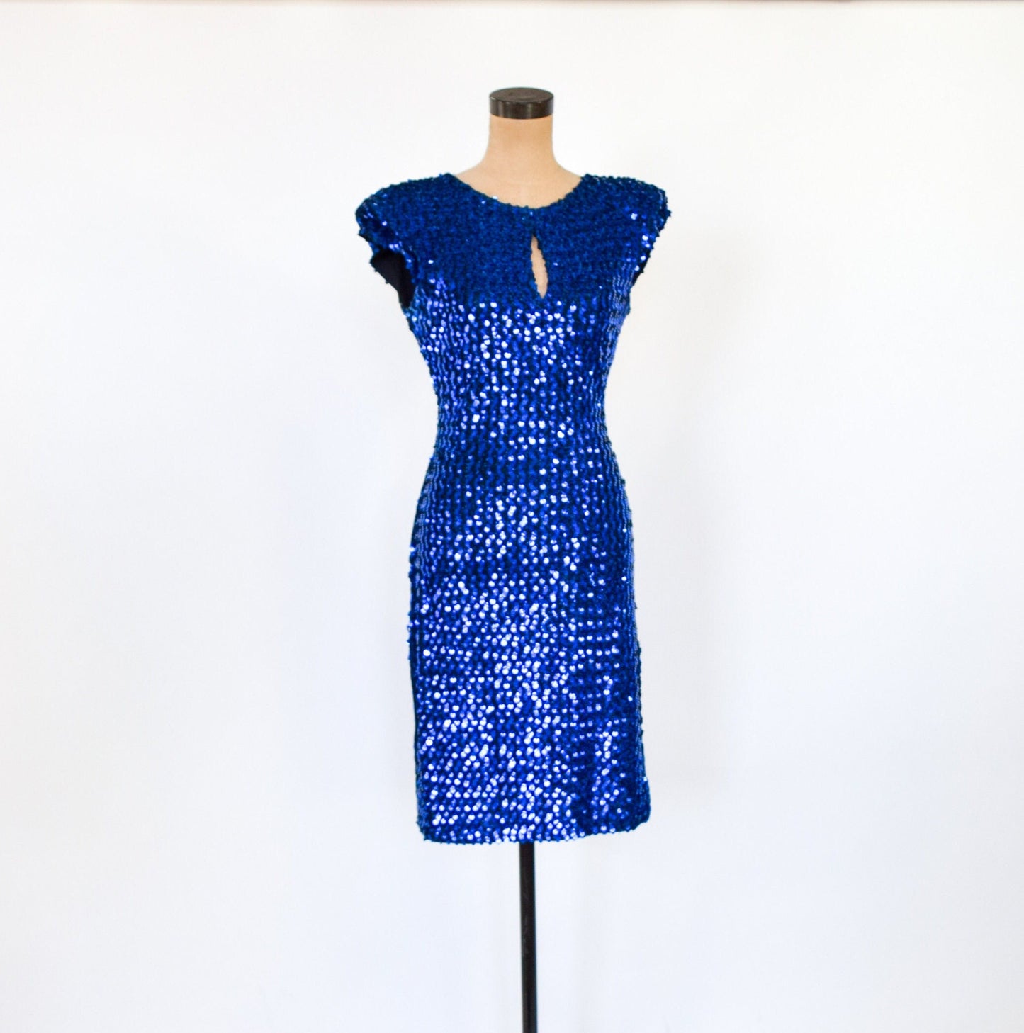 1980s Royal Blue Sequin Party Dress, Medium