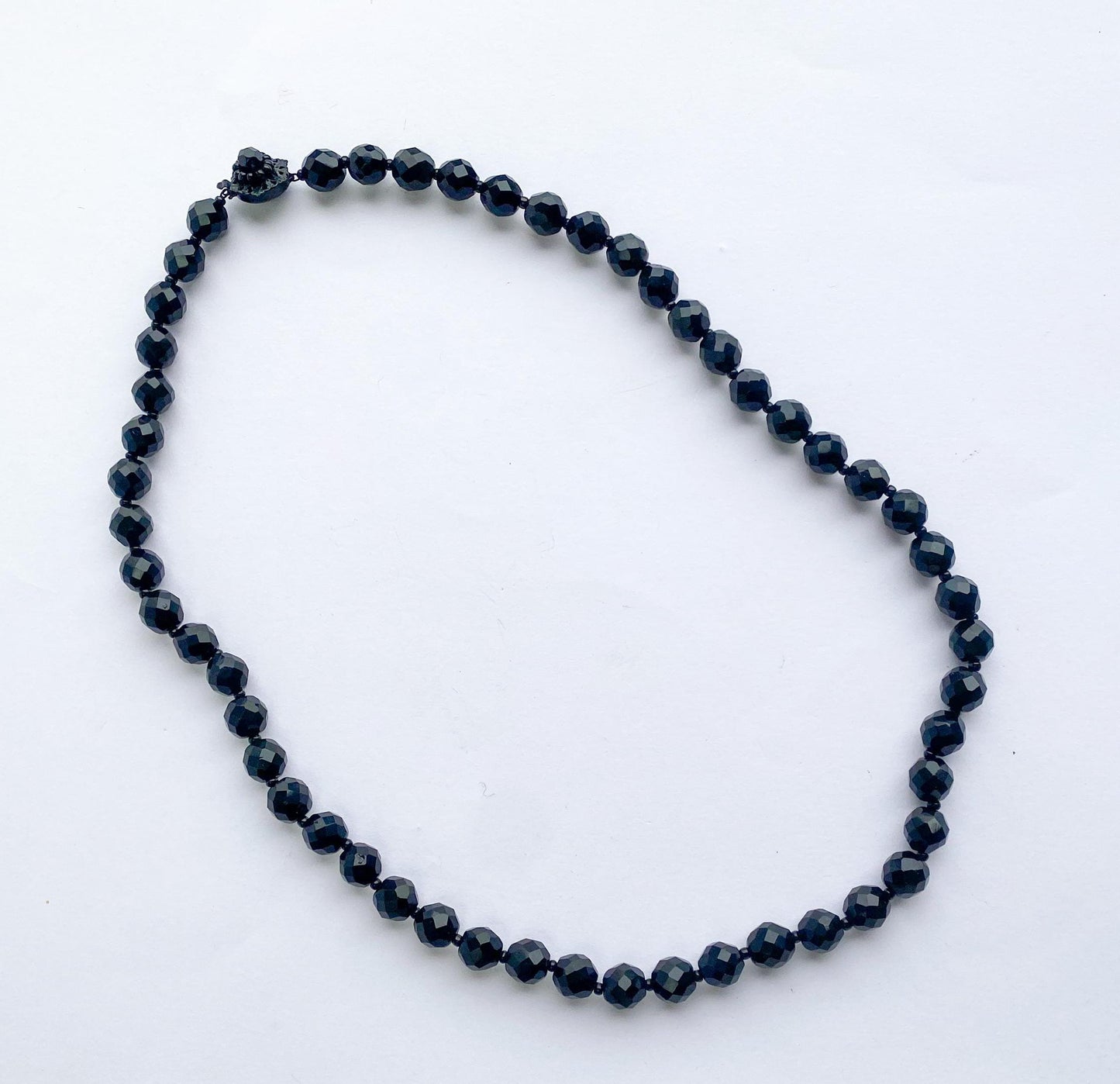 Vintage Miriam Haskell Black Crystal Bead Necklace, 1950s