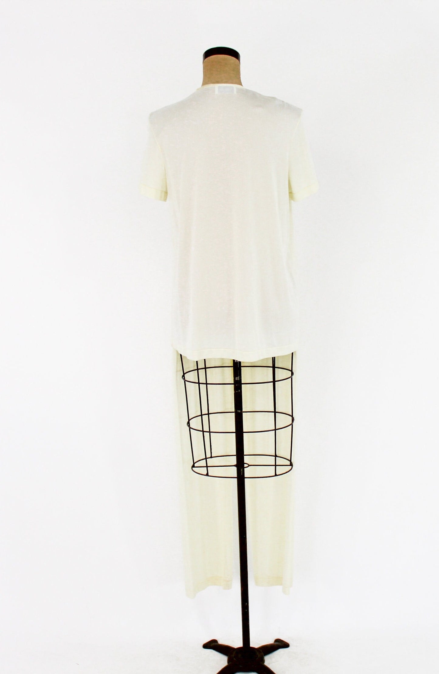 1950s Yellow Nylon Pajama Set | 50s Yellow Pajamas | Vanity Fair | Small