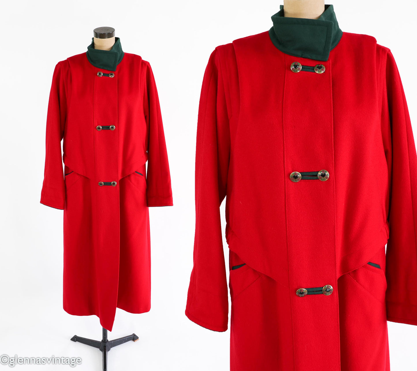 1980s Lodenfrey Red Wool Alpine Coat, 2XL, 48" Bust