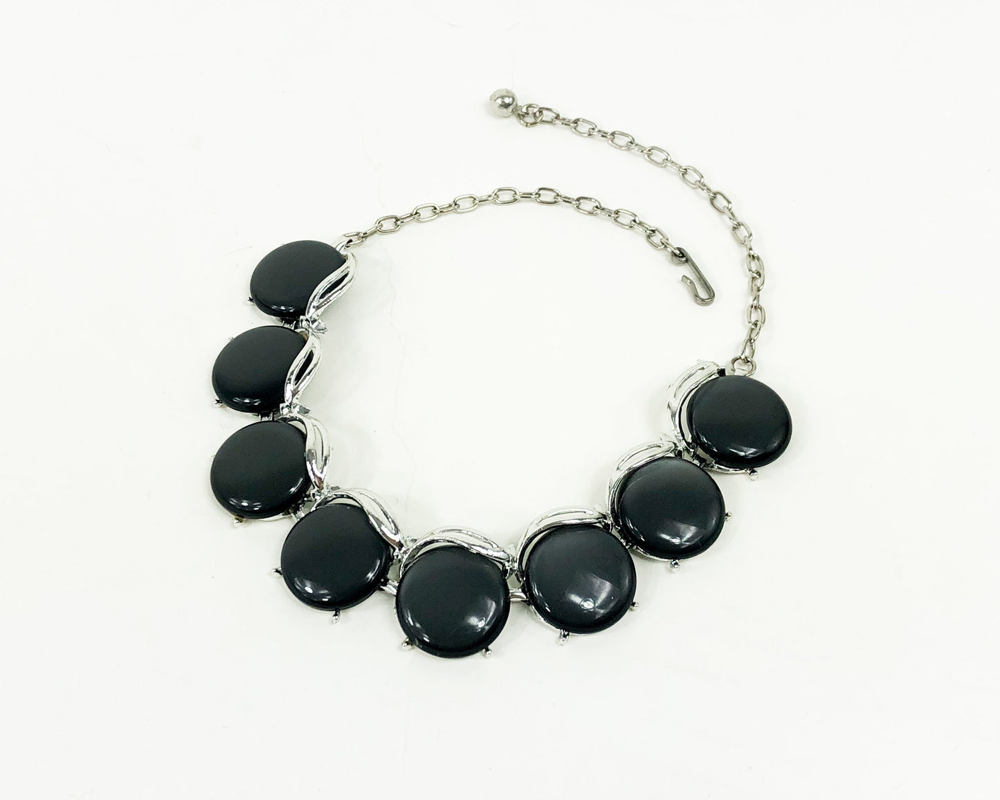 1960s Gray Lucite Circles Necklace | 60s Gray Lucite Circles Choker