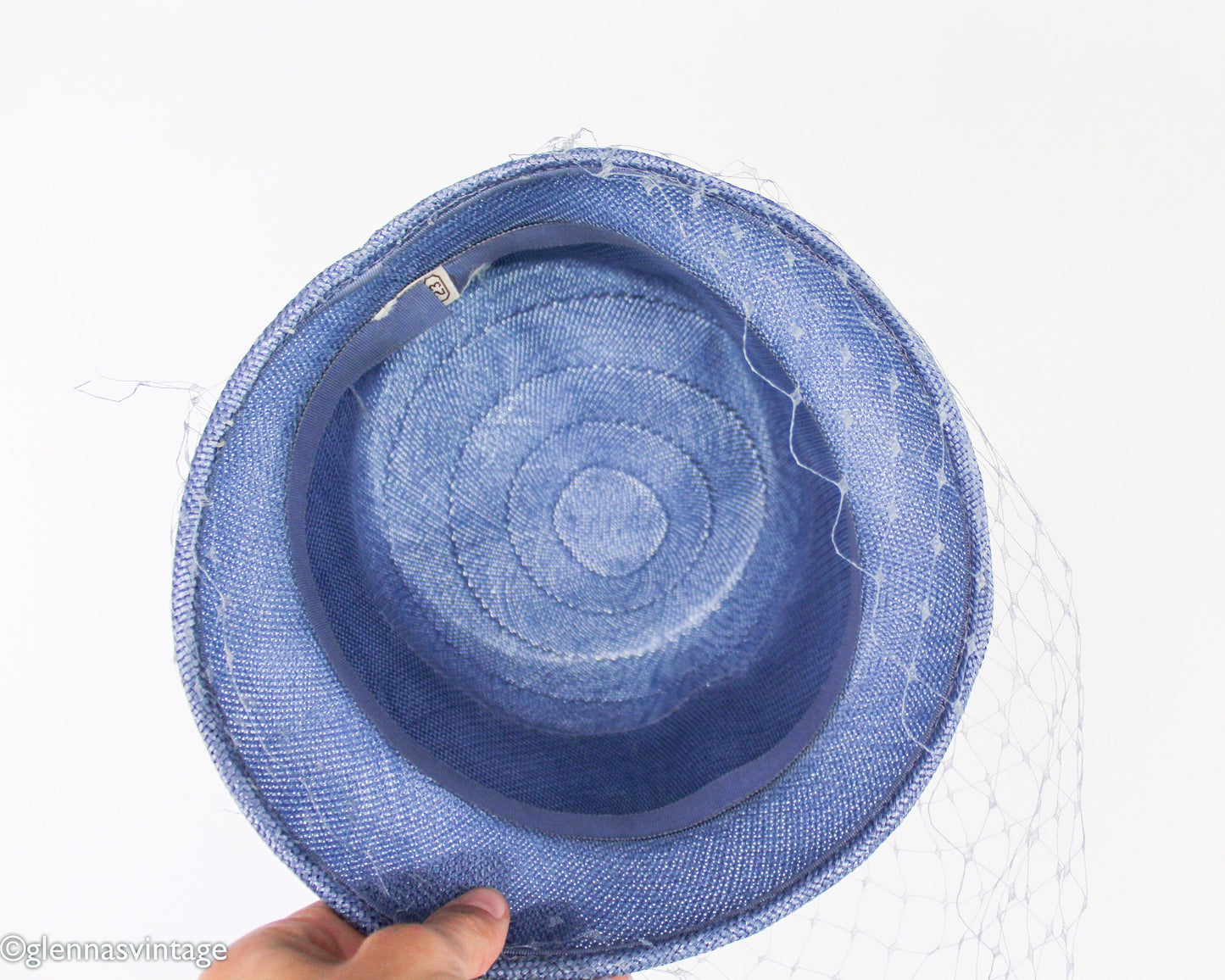 1960s Blue Straw Bucket Hat