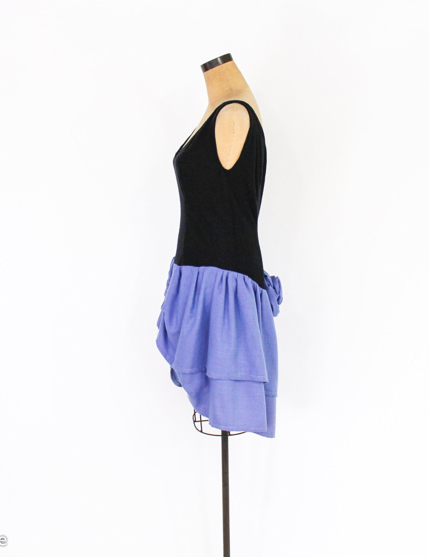 1990s Black & Blue Party Dress | Asymmetrical Dress, Medium