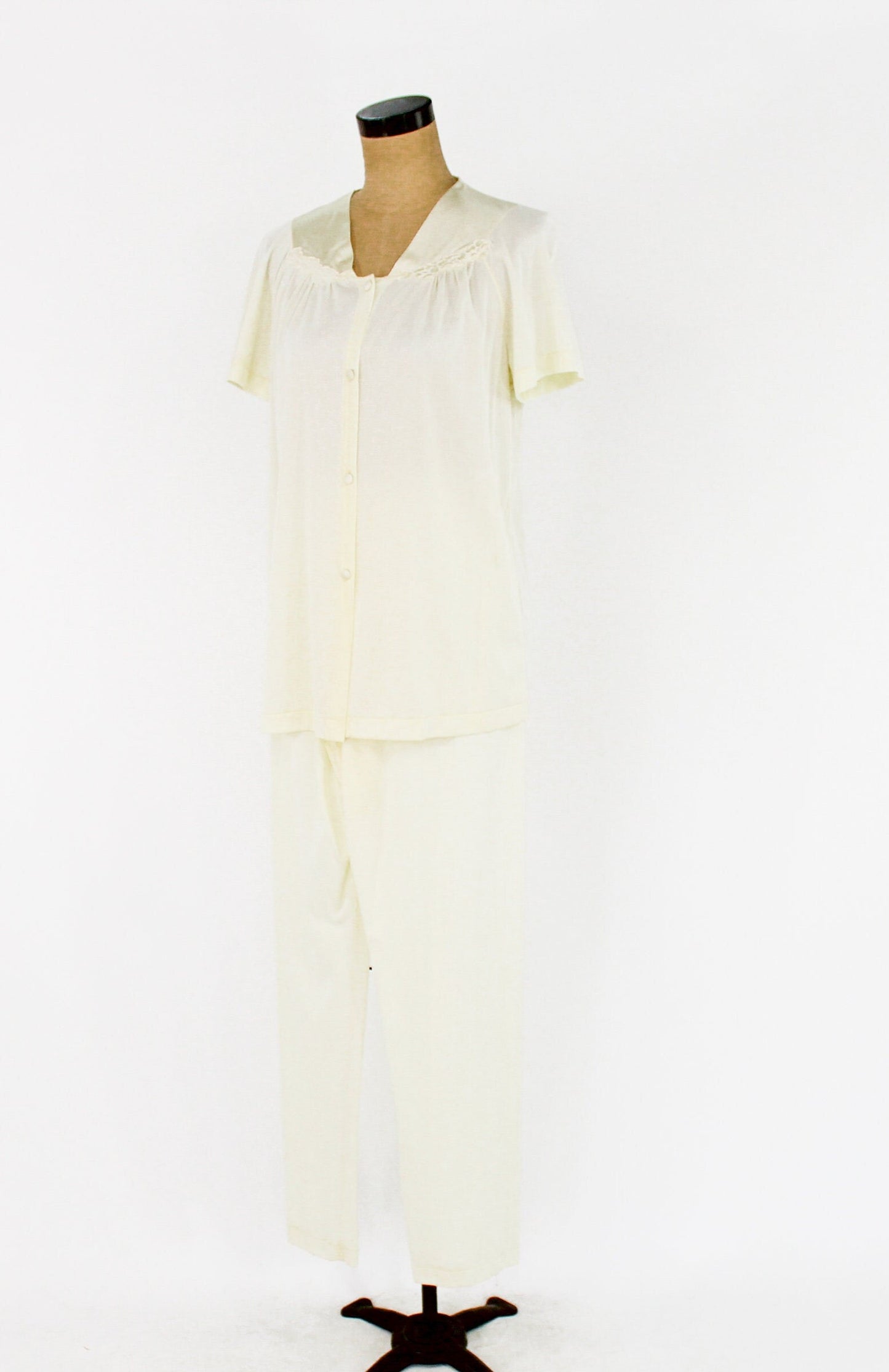 1950s Yellow Nylon Pajama Set, Vanity Fair, Small