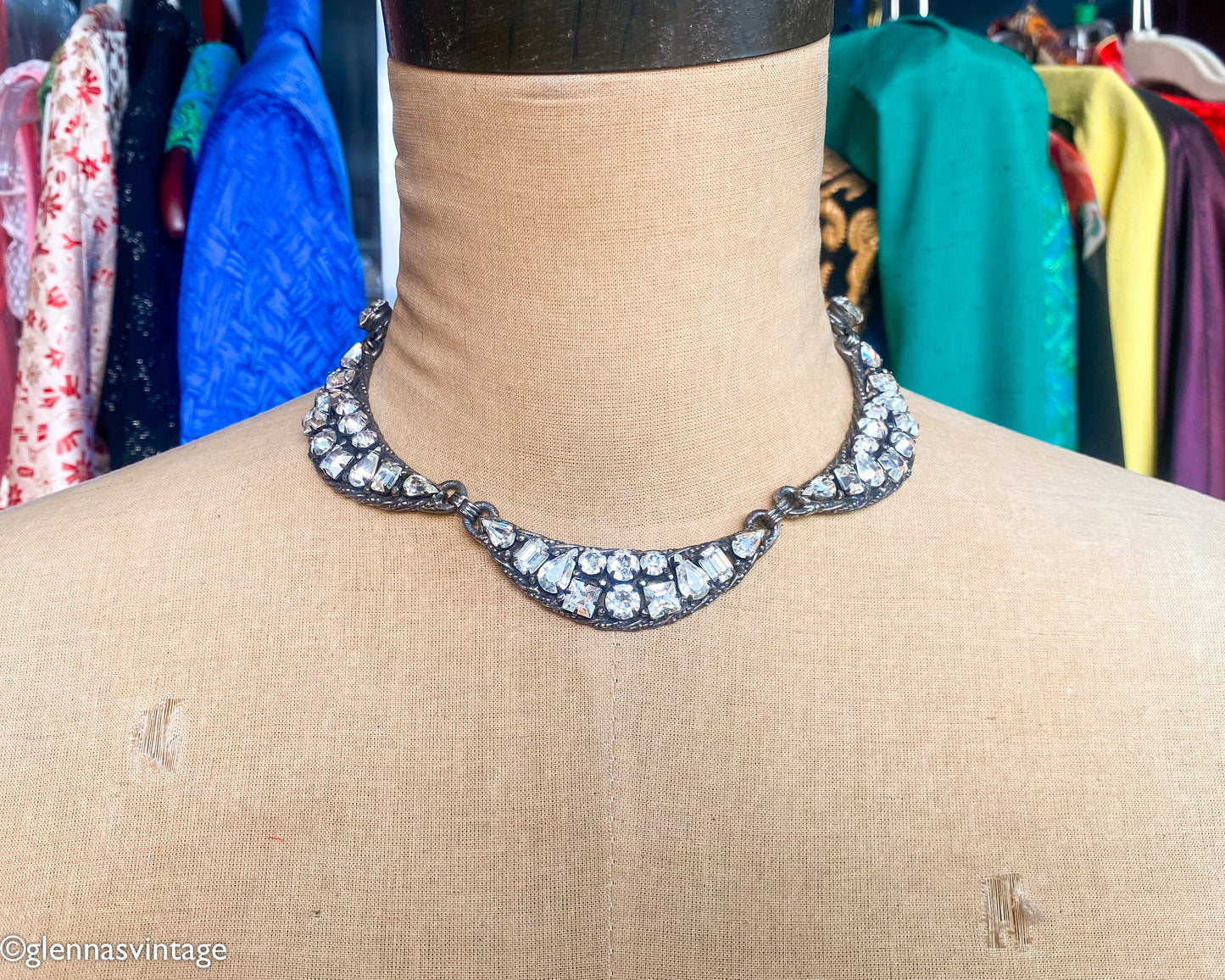 1940s Rhinestone Evening Necklace | Rhinestone Choker