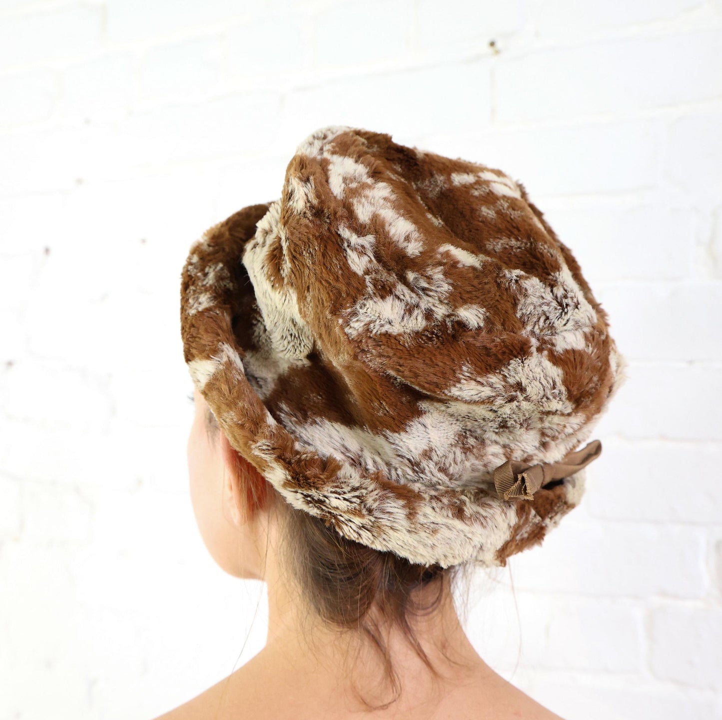 1960s Brown Faux Fur Bucket Hat