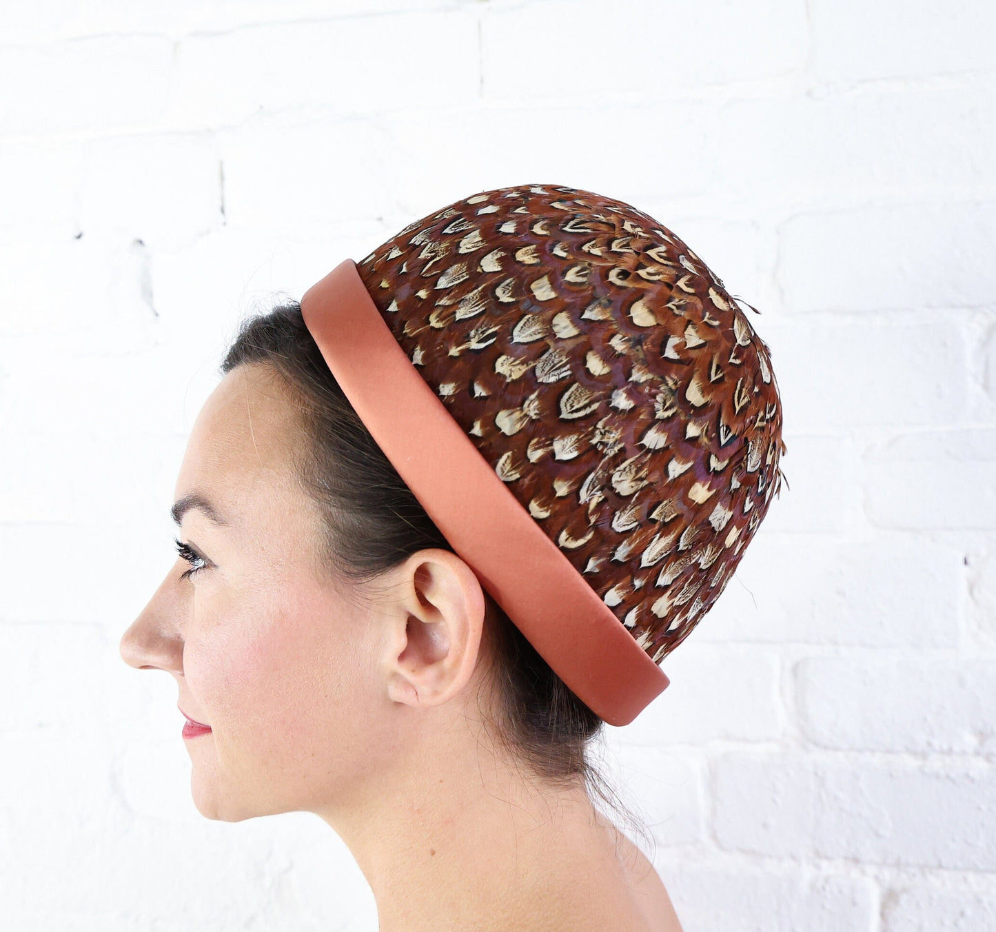 1960s Copper Quail Feather Hat
