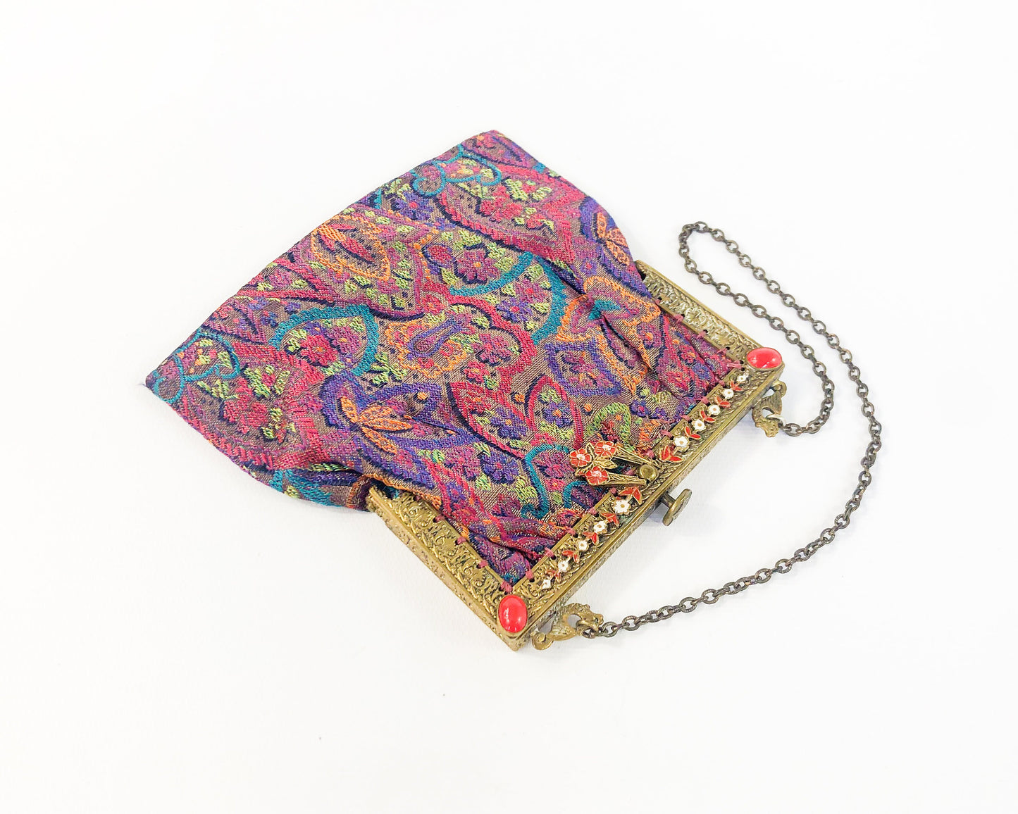 1900s Tapestry Evening Purse | Silk Tapestry Handbag | Downton Abby