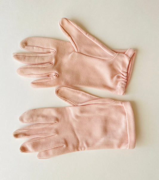 1950s Pale Pink Nylon Gloves, Size 6