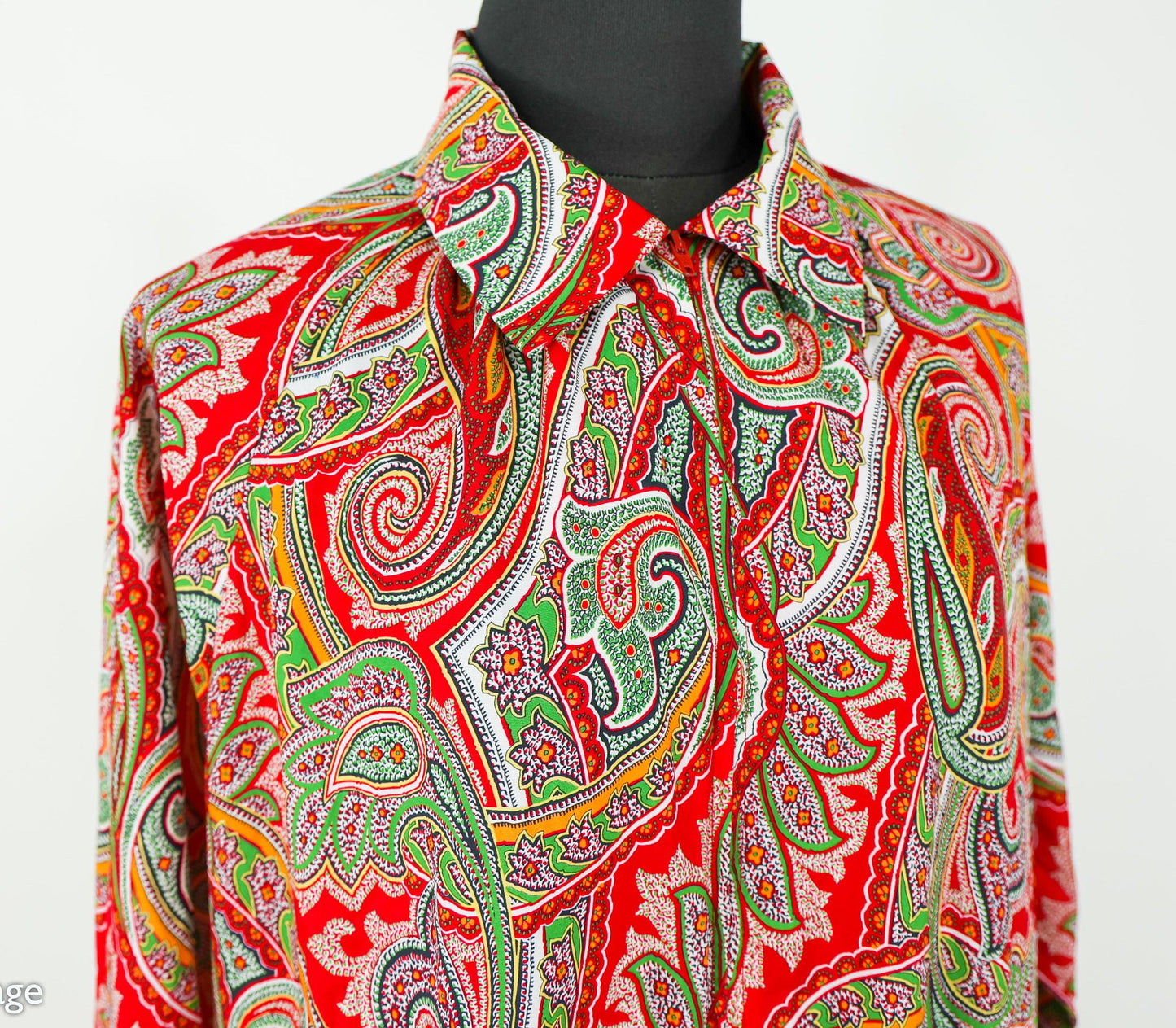 1980s Red Paisley Caftan, Mary McFadden, Extra Large