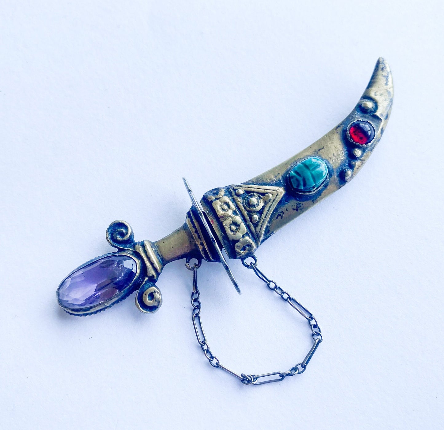 1930s Sterling Sword Dagger & Scabbard Pin | 30 s Bronze Scabbard Sword Brooch
