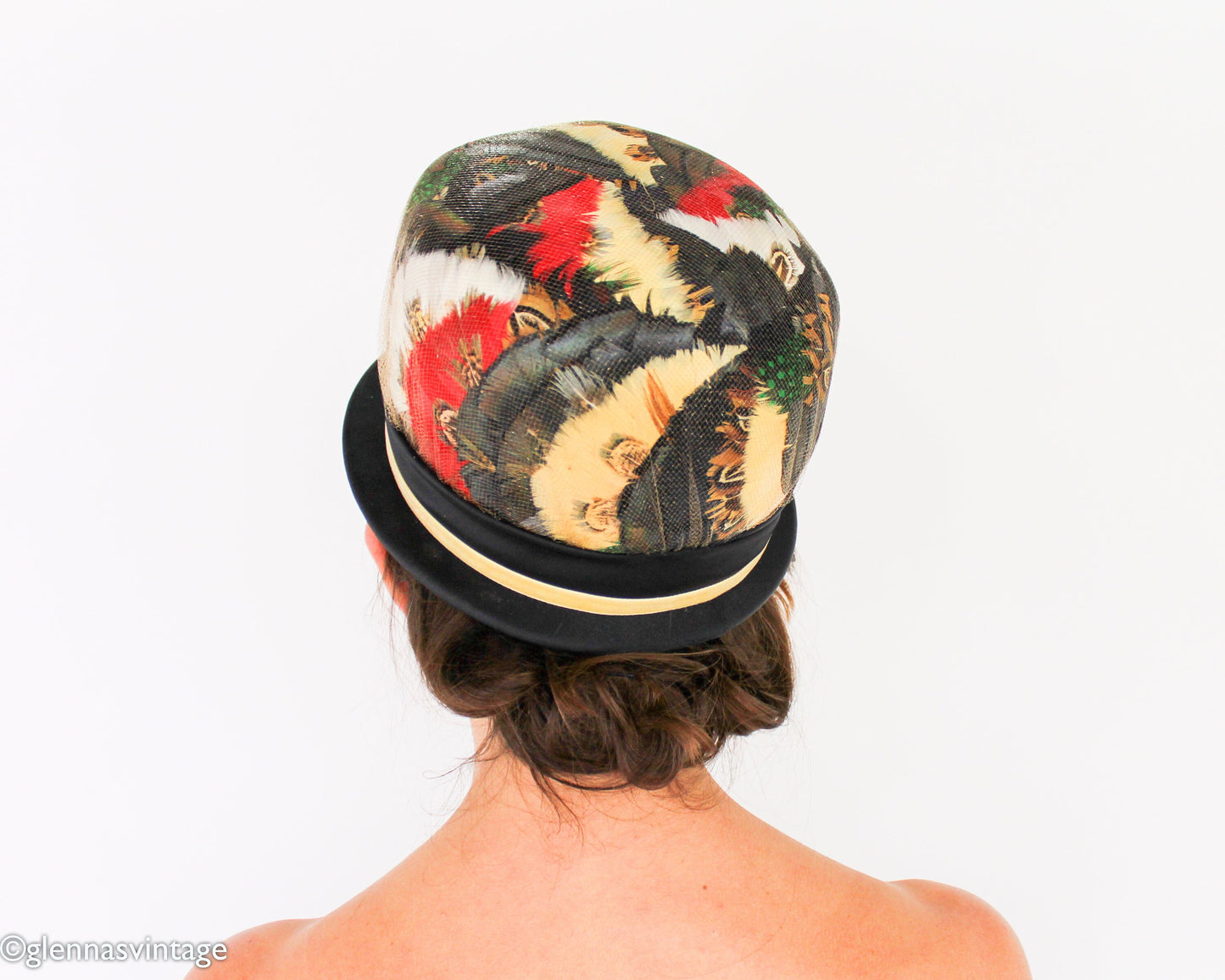 1960s Feather High Crown Bubble Hat